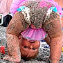 toddler, child, beach, sand, pink_tutu, upside_down, smiling, playful, happy, barefoot, person, summer, fun, cute, outdoor, family, baby, clothing, joy, sunlight