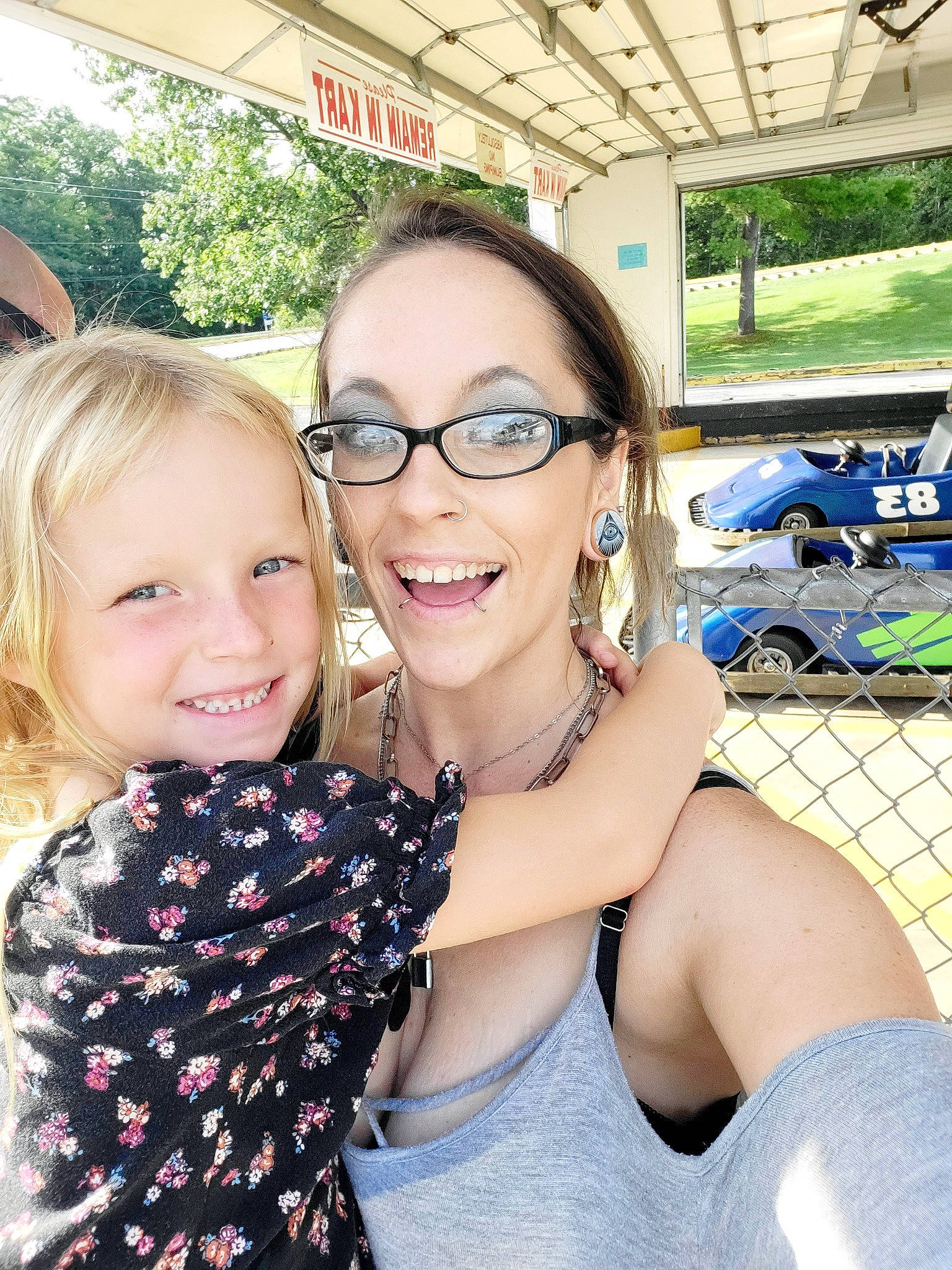 Scarlett joined the competition — help win amazing prizes! electric_blue, event, eyewear, fashion_accessory, formal_wear, fun, gesture, glasses, happy, iris, jewellery, joy, leisure, pattern, person, plant, selfie, smile, toddler, travel