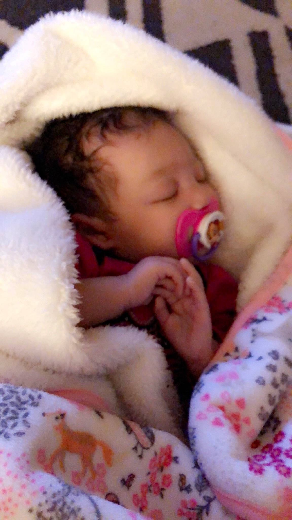 Yasmine is registered to the contest to win money with this photo: baby, baby_sleeping, bedtime, cheek, child, fur, joy, lip, mouth, nap, nose, person, pink, skin, sleep, toddler