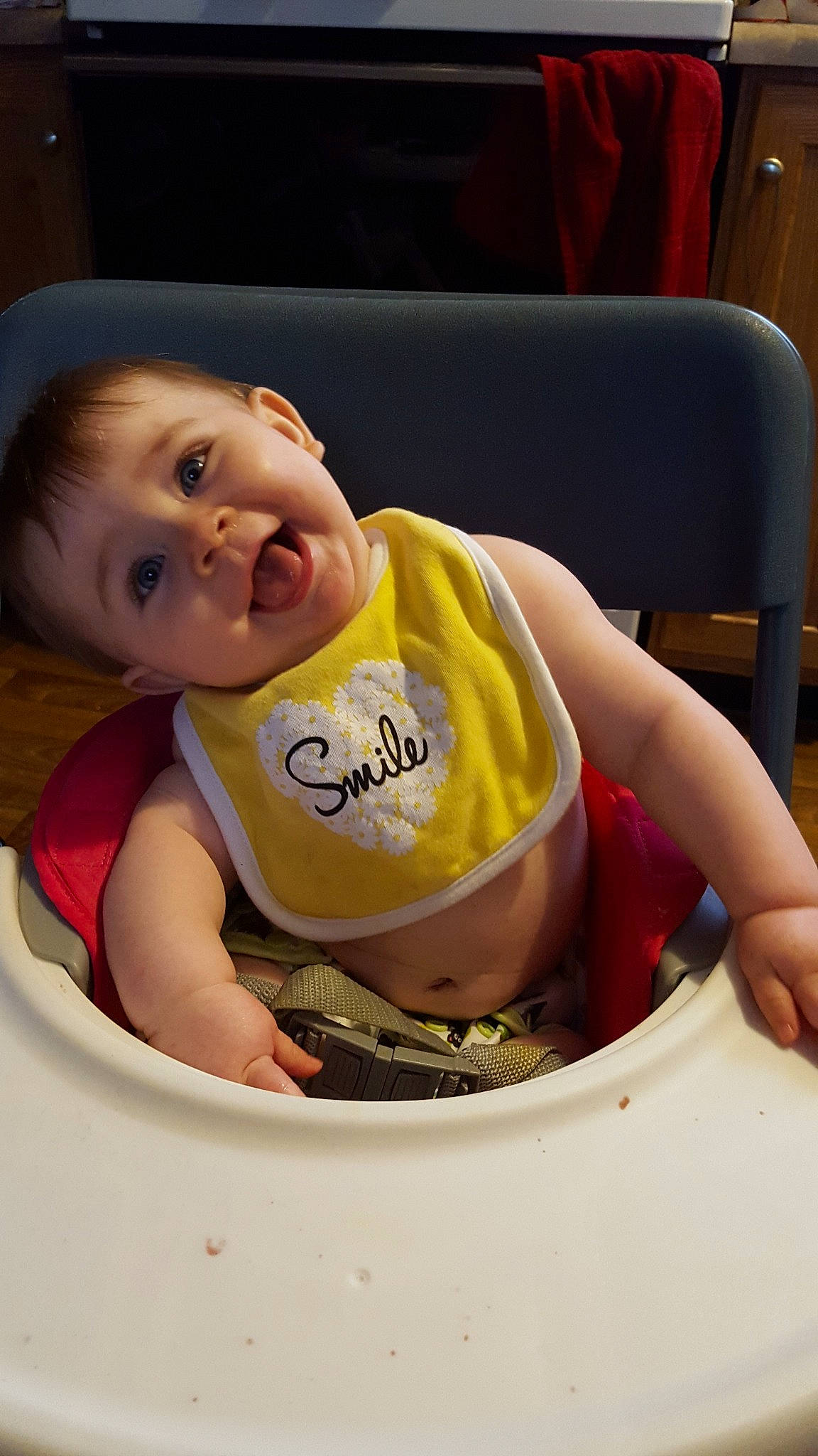 Skarlett is registered to the contest to win money with this photo: child, eating, finger, fun, girl, hand, infant, joy, person, product, sitting, smile, sweetness, toddler