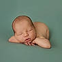 newborn, baby, sleeping, infant, portrait, peaceful, soft_skin, closeup, resting, head, arms, naked, background, studio, cute, small, tender, calm, child, peace