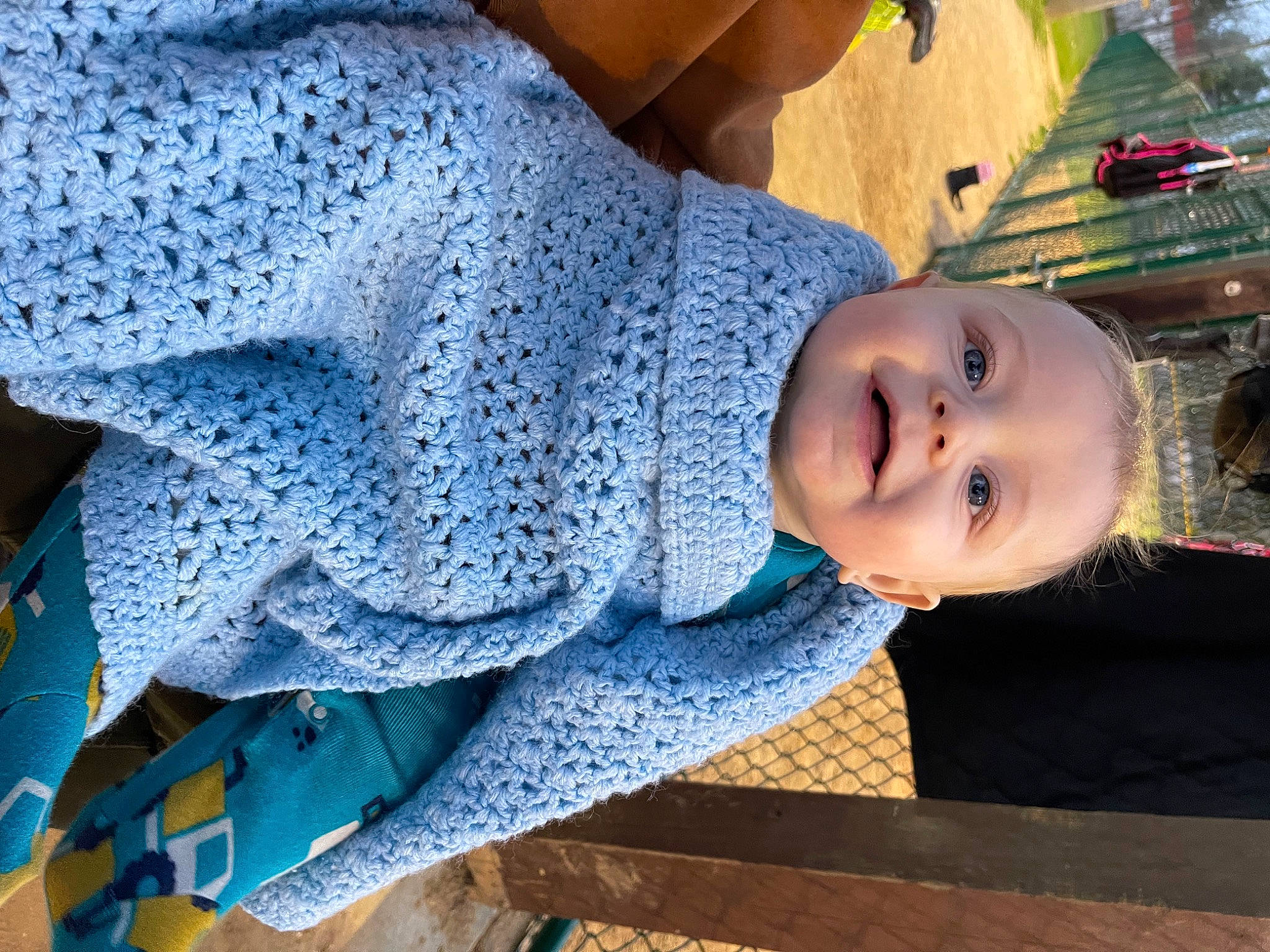 Damien joined the competition — help win amazing prizes! baby, baby_products, baby_toddler_clothing, blue, child, comfort, denim, electric_blue, joy, leisure, linens, pattern, person, sitting, sleeve, smile, textile, toddler, tree, wood
