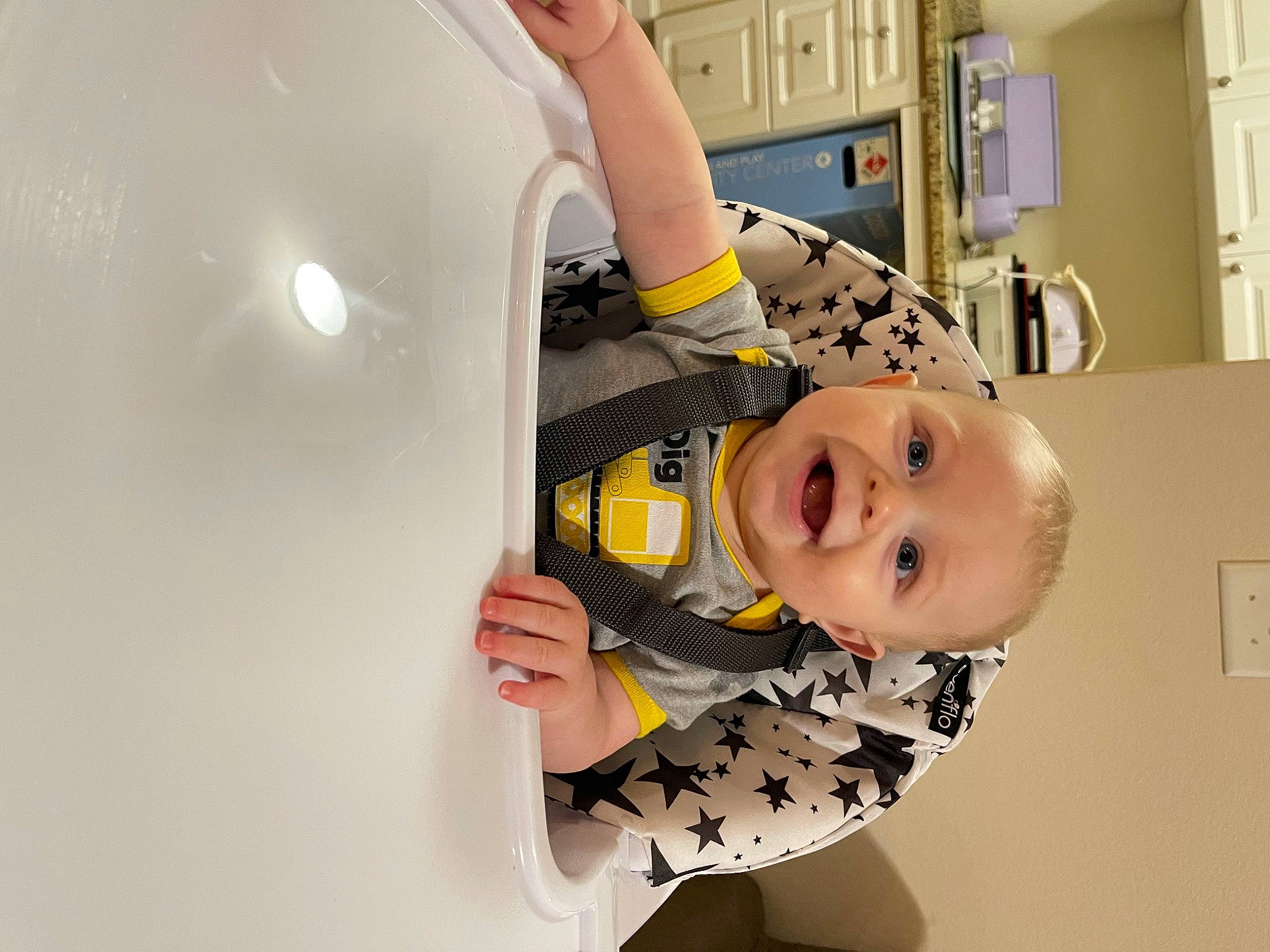 Damien joined the competition — help win amazing prizes! baby, baby_laughing, baby_products, baby_safety, baby_toddler_clothing, chair, child, comfort, fun, happy, person, room, shelf, smile, toddler