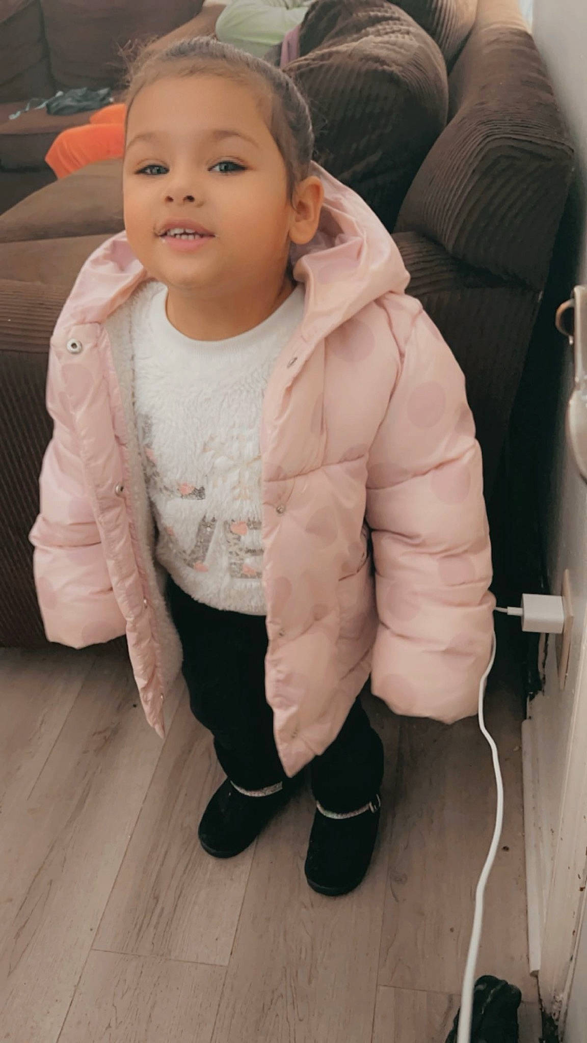Izabelle joined the competition — help win amazing prizes! baby, baby_toddler_clothing, cheek, child, collar, comfort, eye, face, flooring, fur, gesture, happy, iris, joy, nose, person, sitting, skin, sleeve, thumb