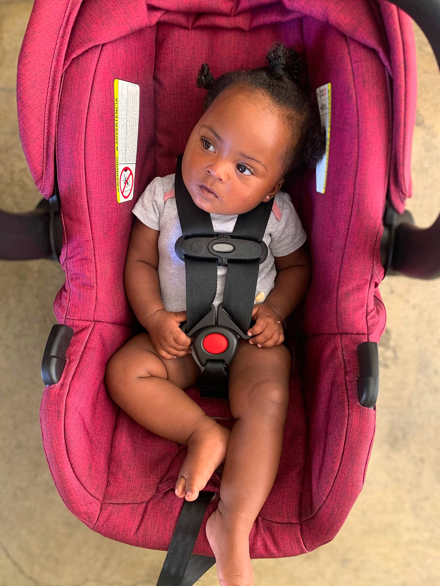 Kamira joined the competition — help win amazing prizes! baby, baby_carriage, baby_toddler_clothing, cheek, comfort, finger, human_body, joint, knee, leg, magenta, mouth, nail, person, pink, product, red, skin, thigh, thumb
