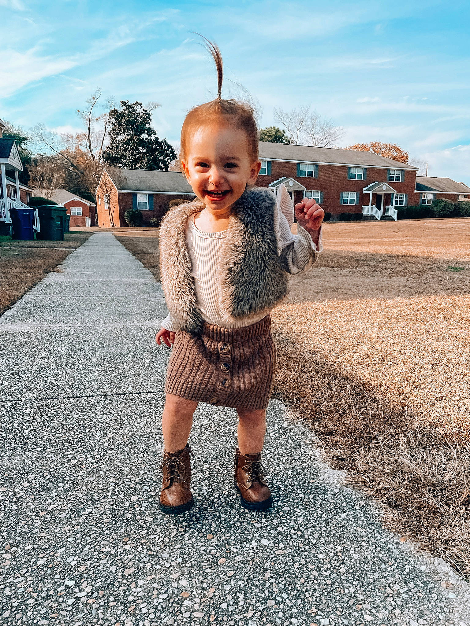 Tessah joined the competition — help win amazing prizes! asphalt, cloud, cool, finger, fun, grass, hair, hand, happy, human_body, joy, leaf, leisure, people_in_nature, person, road_surface, sky, smile, standing, summer