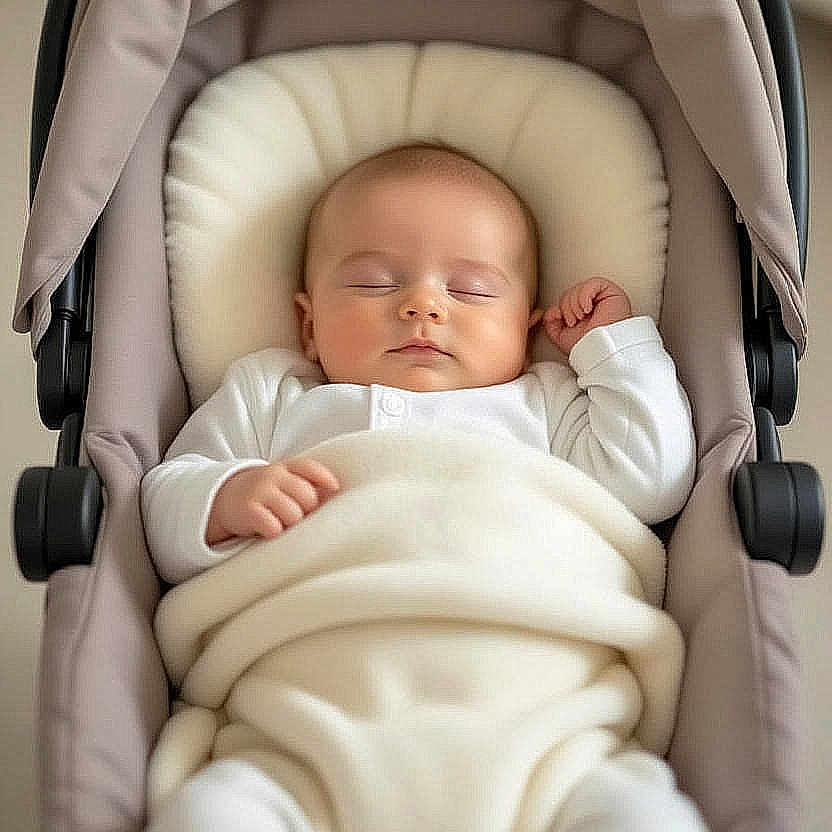 Louis participe au concours pour gagner de l'argent avec cette photo : baby, baby_care, blanket, child, cozy, cushion, cute, head_support, indoors, infant, newborn, peaceful, portrait, resting, sleeping, small_hands, soft_lighting, stroller, white_clothing, wrapped