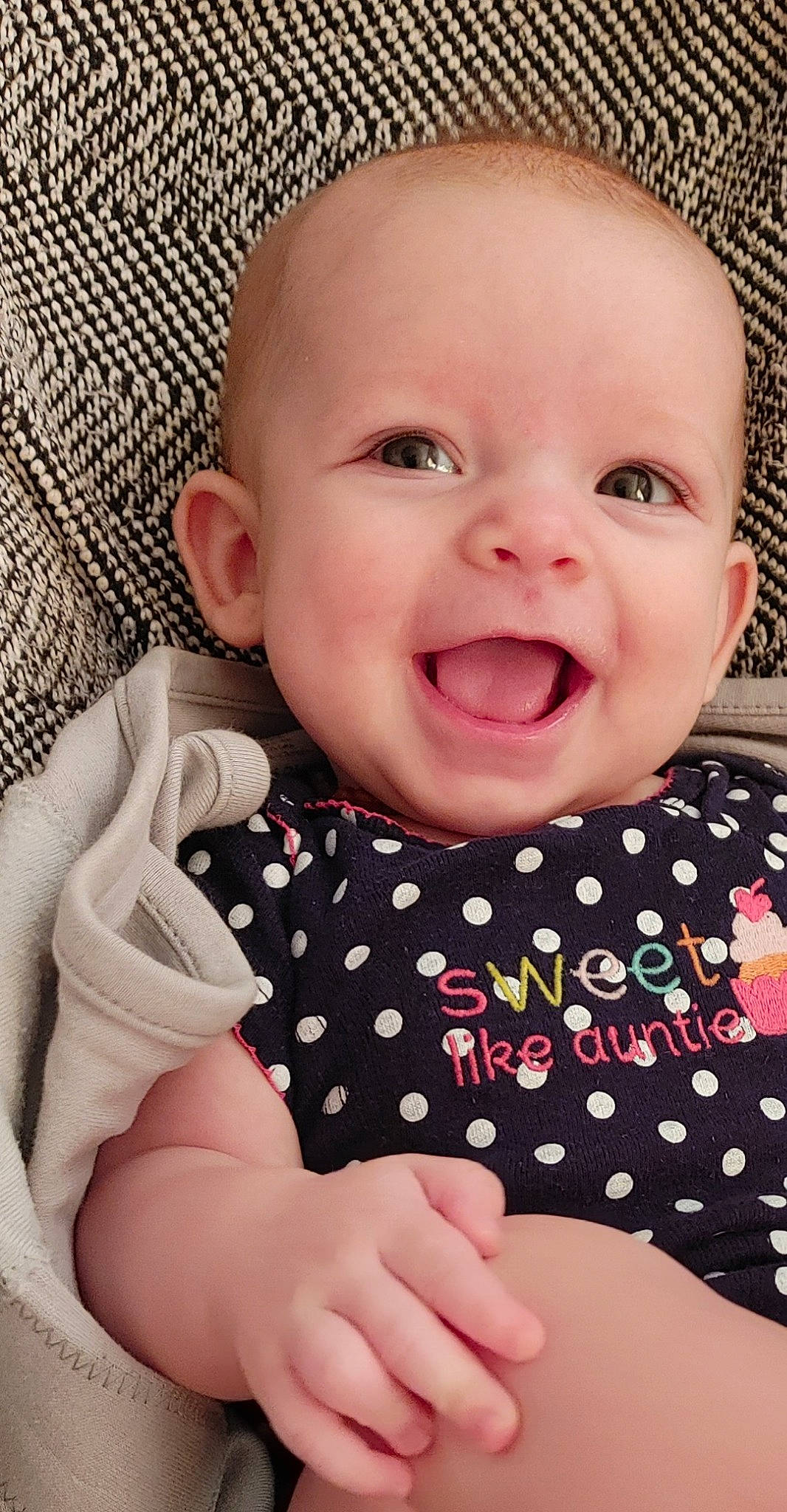 Penny joined the competition — help win amazing prizes! baby_toddler_clothing, cheek, child, chin, ear, eye, eyebrow, face, facial_expression, forehead, happy, human, iris, lip, mouth, nose, pattern, person, pink, skin