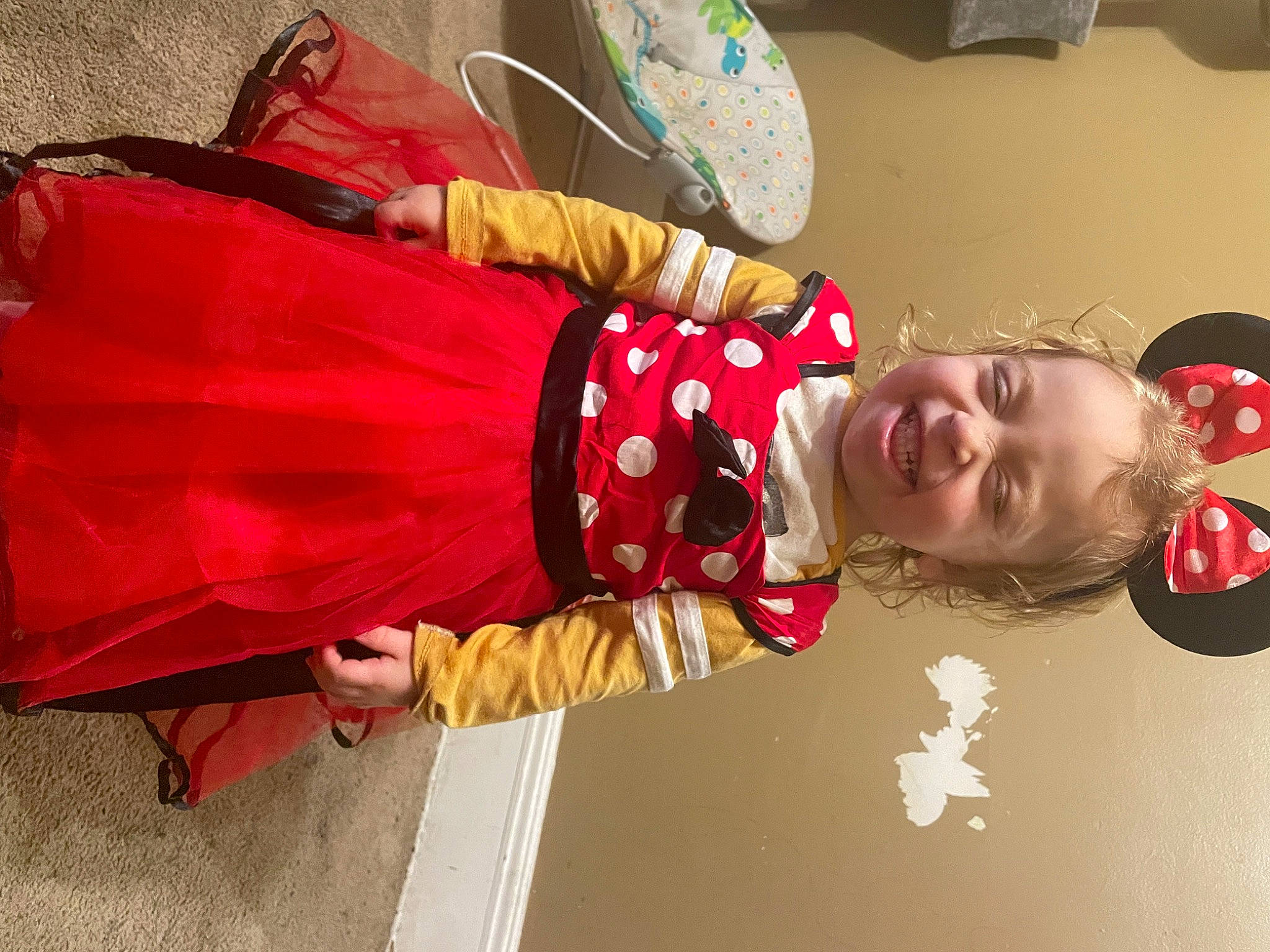 Kinley is registered to the contest to win money with this photo: baby, carmine, child, costume, event, fun, happy, holiday, magenta, person, room, smile, toddler