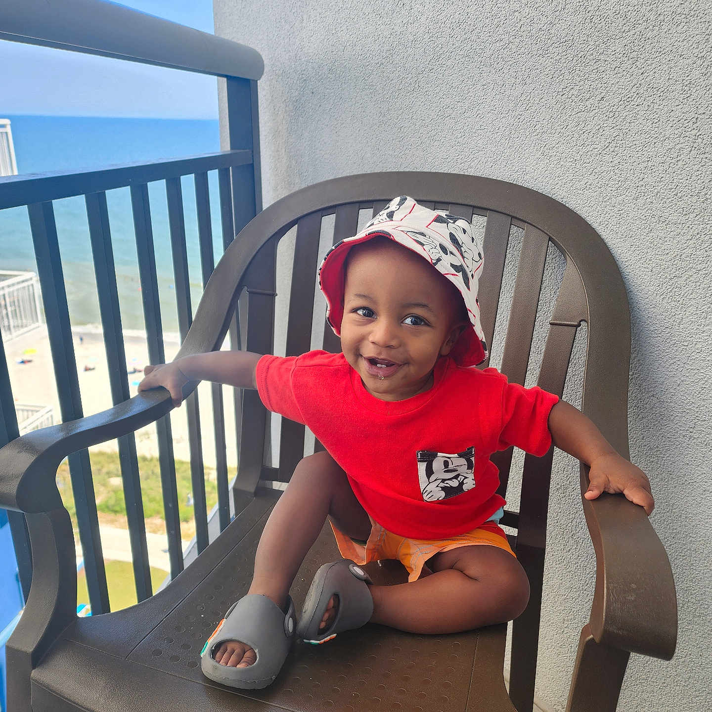 Caimere joined the competition — help win amazing prizes! baby, bonnet, cap, chair, clothing, crib, face, footwear, furniture, handrail, hat, head, infantbed, person, photography, portrait, sandal, shoe, sitting, t_shirt