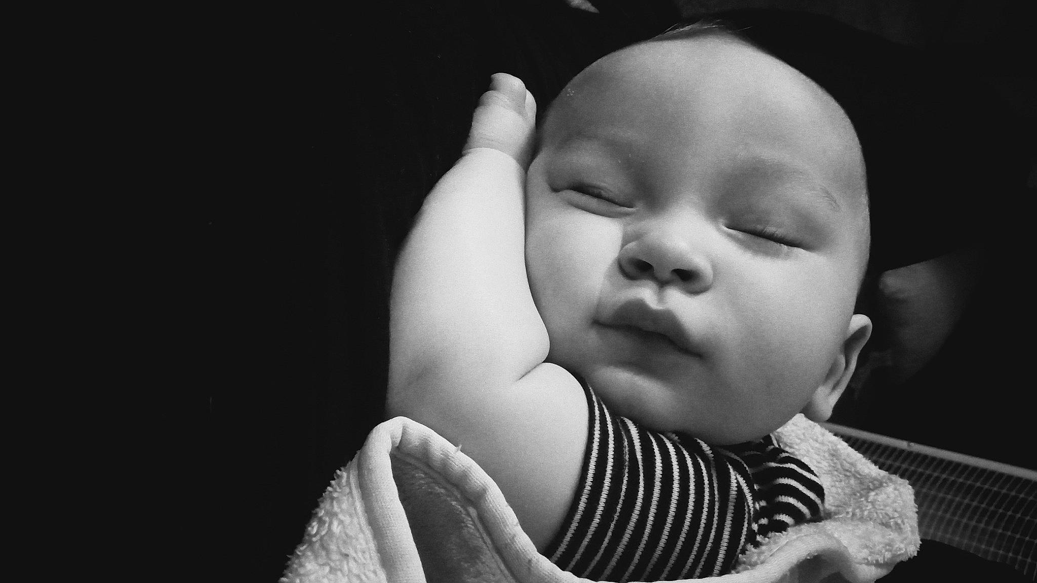 Jack joined the competition — help win amazing prizes! baby, baby_toddler_clothing, cheek, child, comfort, darkness, eye, facial_expression, finger, flash_photography, gesture, hand, happy, iris, monochrome, monochrome_photography, nose, person, skin, thumb