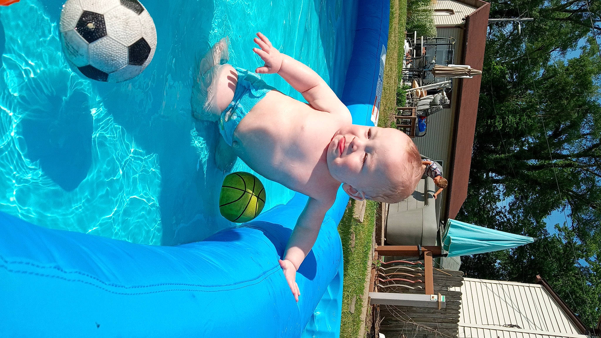 Jack joined the competition — help win amazing prizes! ball, blue, chest, child, elbow, electric_blue, fun, green, happy, leisure, person, photograph, recreation, shorts, sky, sports_equipment, swimming_pool, thigh, tree, water