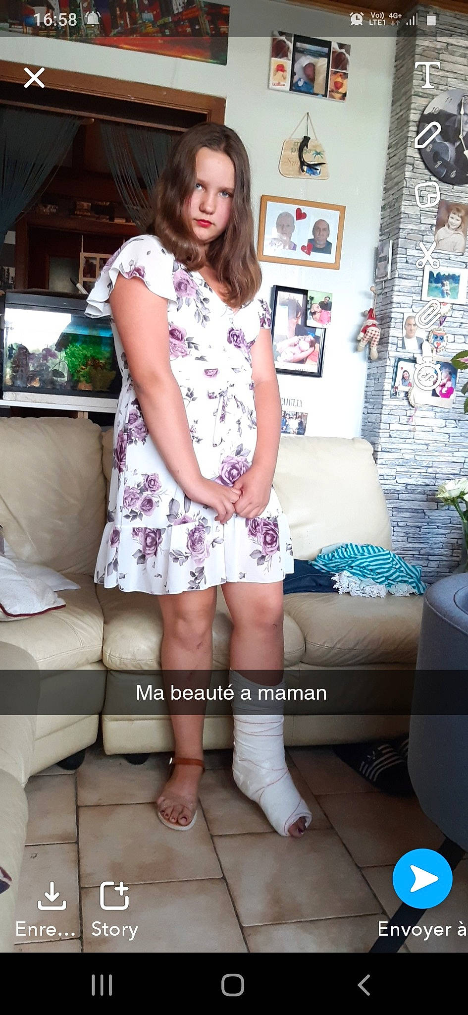 Lara participe au concours pour gagner de l'argent avec cette photo : blurred, curtain, day_dress, design, dress, foot, interior_design, lavender, leg, linens, living_room, long_hair, one_piece_garment, person, picture_frame, pink, purple, room, shoulder, textile