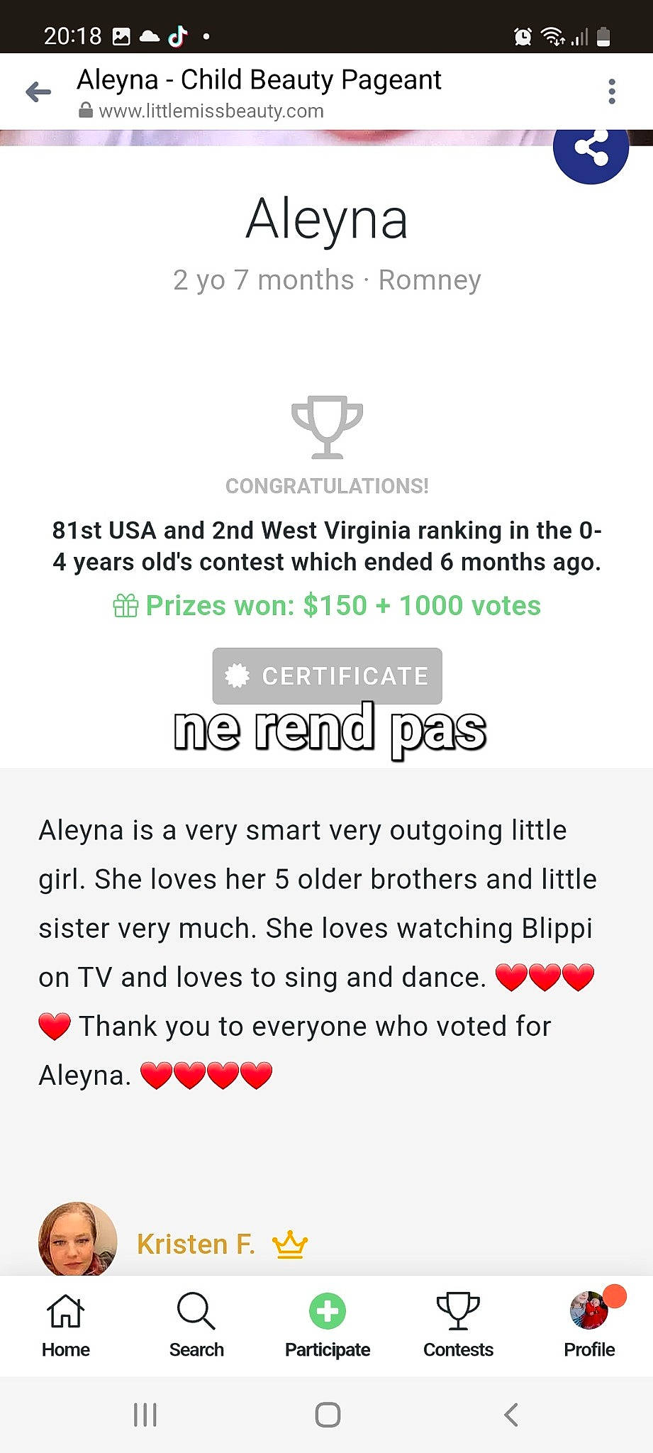 Melinda participe au concours pour gagner de l'argent avec cette photo : circle, document, event, font, logo, number, parallel, person, screenshot