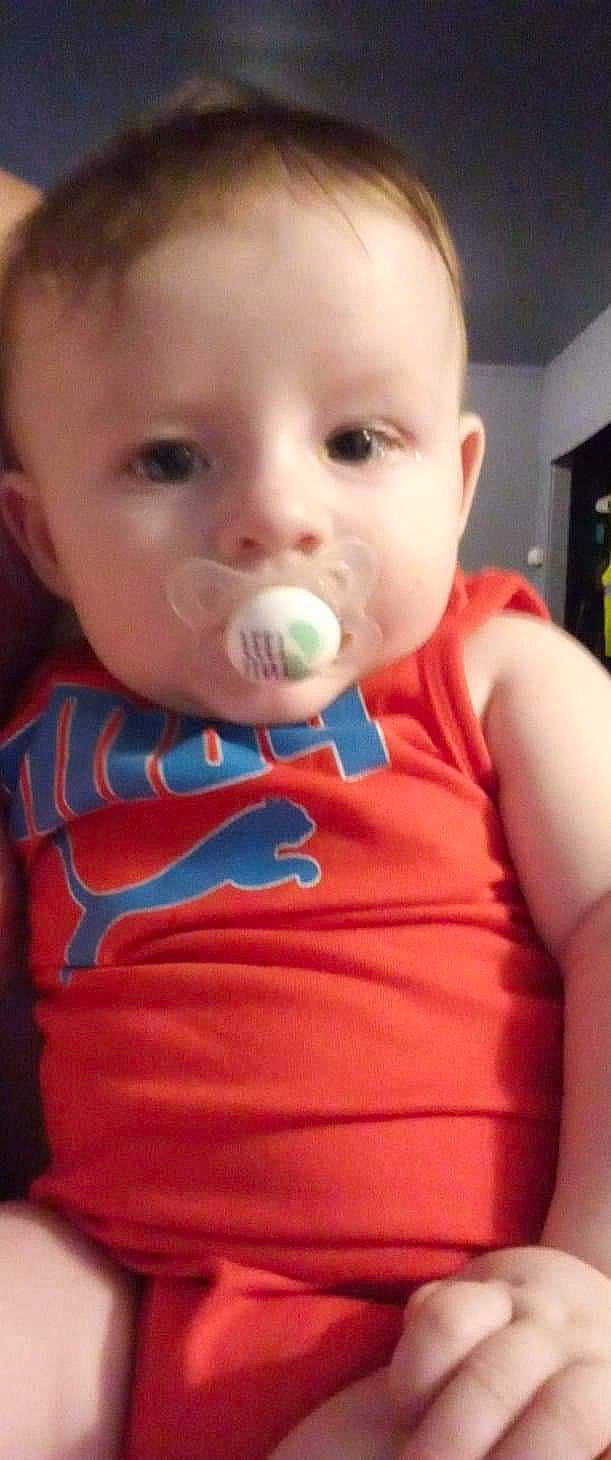 Trent joined the competition — help win amazing prizes! baby, baby_toddler_clothing, cheek, child, collar, elbow, electric_blue, eyebrow, eyelash, happy, iris, lip, mouth, nose, person, sitting, skin, sleeve, t_shirt, throat