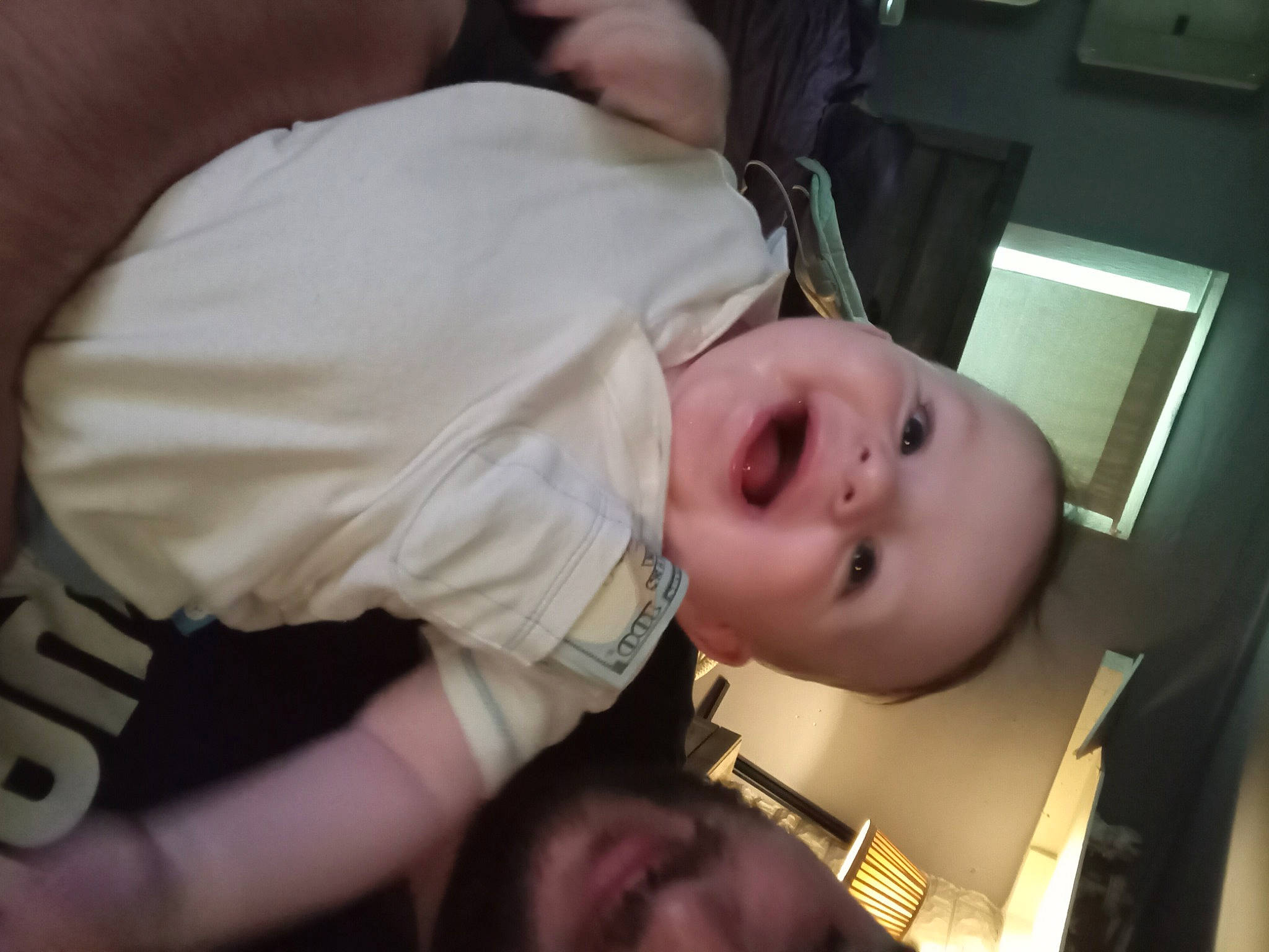 Trent is registered to the contest to win money with this photo: abdomen, baby, baby_products, baby_toddler_clothing, cheek, child, comfort, ear, elbow, eyebrow, eyelash, fun, happy, mouth, nose, person, sitting, skin, smile, toddler