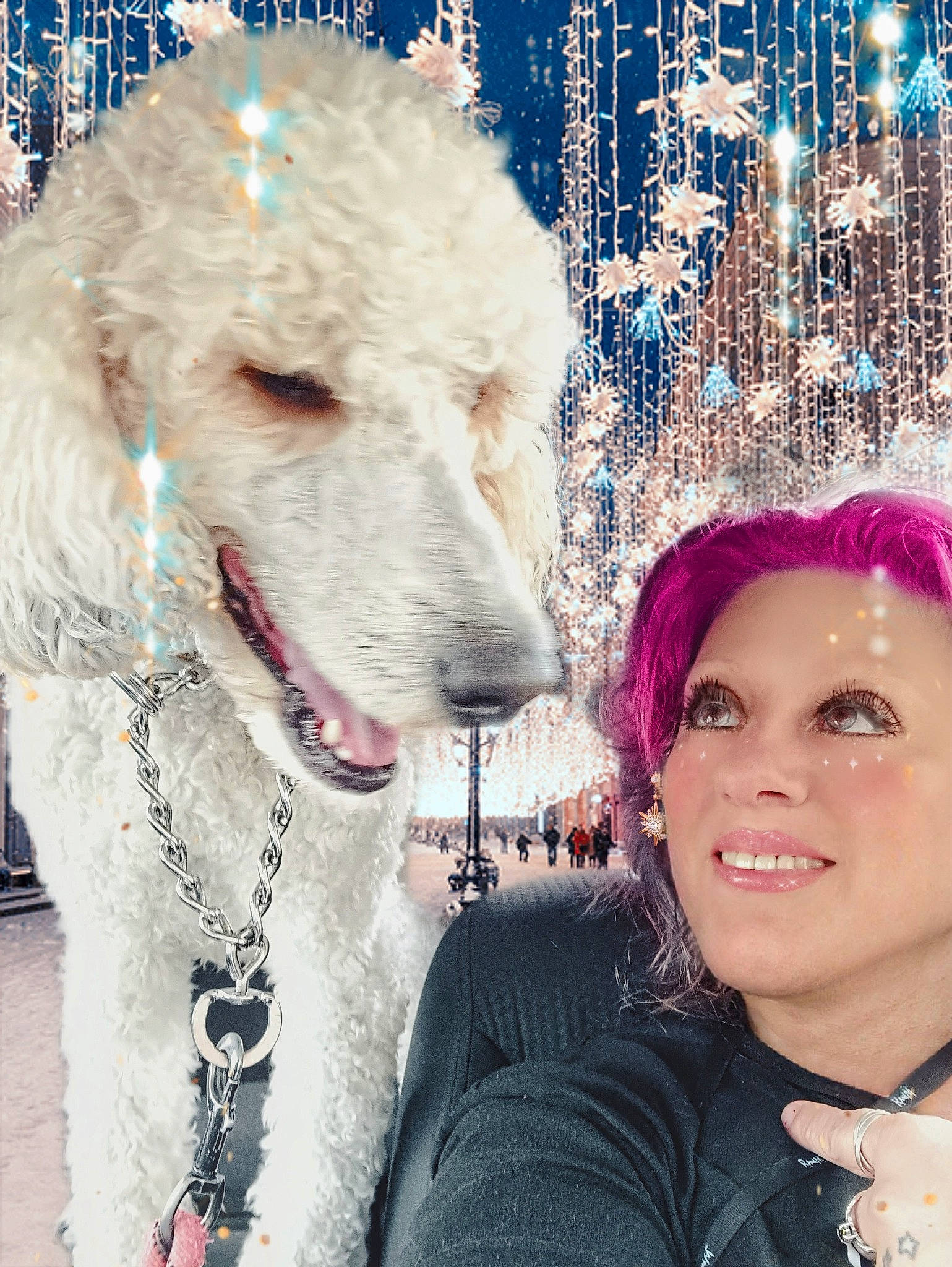 Serenity is registered to the contest to win money with this photo: carnivore, collar, companion_dog, dog, dog_breed, dog_collar, event, eyewear, fun, fur, fur_clothing, happy, leash, recreation, selfie, smile, snapshot, snout, sporting_group, working_animal