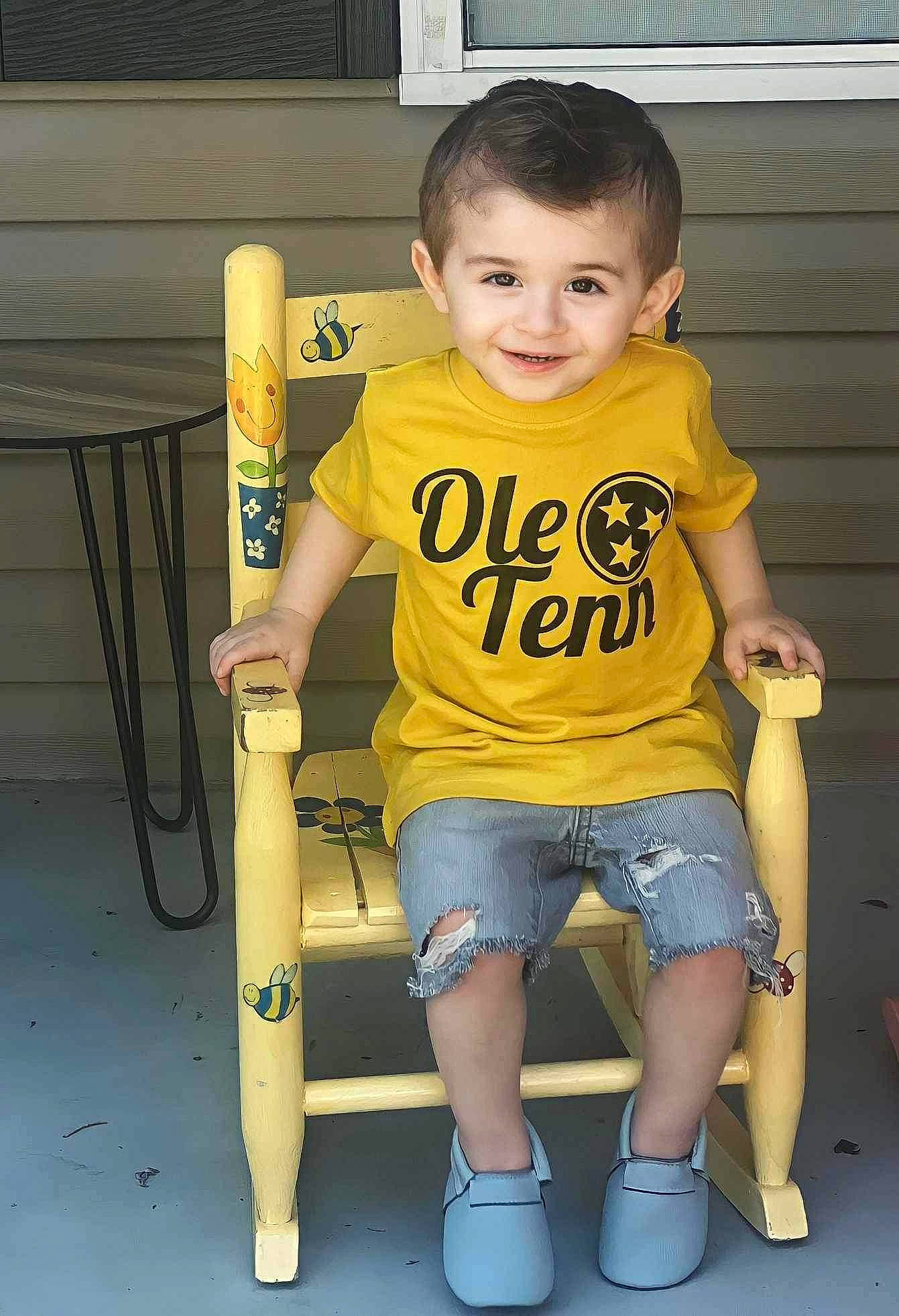 Holden joined the competition — help win amazing prizes! baby, baby_toddler_clothing, chair, child, clothing, cool, elbow, electric_blue, fun, gas, happy, human_leg, joy, knee, person, sandal, shorts, sitting, smile, t_shirt
