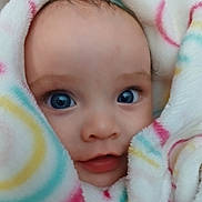 Miracle Lee is registered to the contest to win money with this photo: baby, infant, face, blue_eyes, blanket, soft_texture, closeup, cute, child, wrapped, warm, cozy, portrait, skin, eyelashes, mouth, expression, adorable, fuzzy, snug