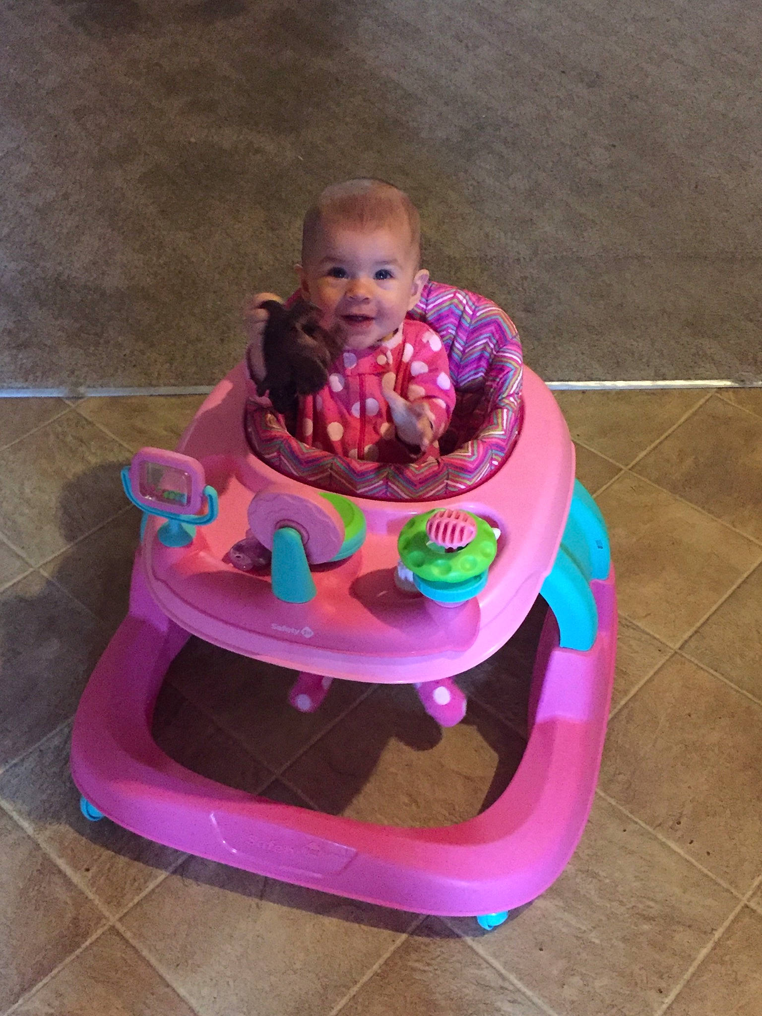 Jaidyn joined the competition — help win amazing prizes! baby_products, chair, child, fun, infant, magenta, person, pink, play, product, purple, table, toddler, toy