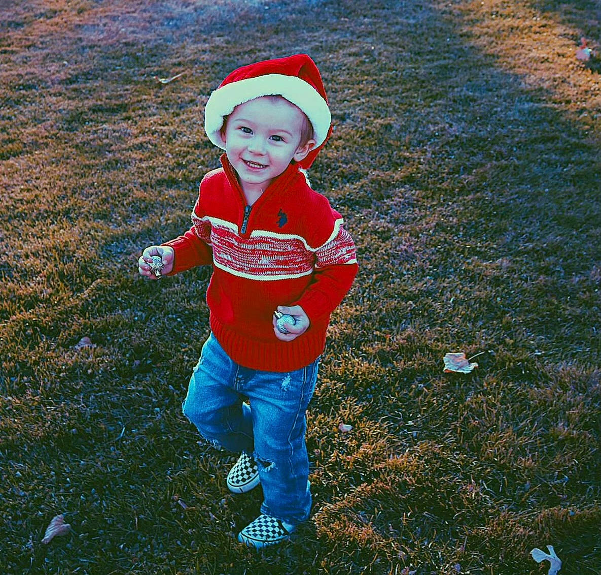 Nolan is registered to the contest to win money with this photo: baby, baby_toddler_clothing, child, costume_hat, electric_blue, fun, grass, happy, hat, headwear, holiday, joy, landscape, lawn, people_in_nature, person, plant, recreation, smile, tints_and_shades