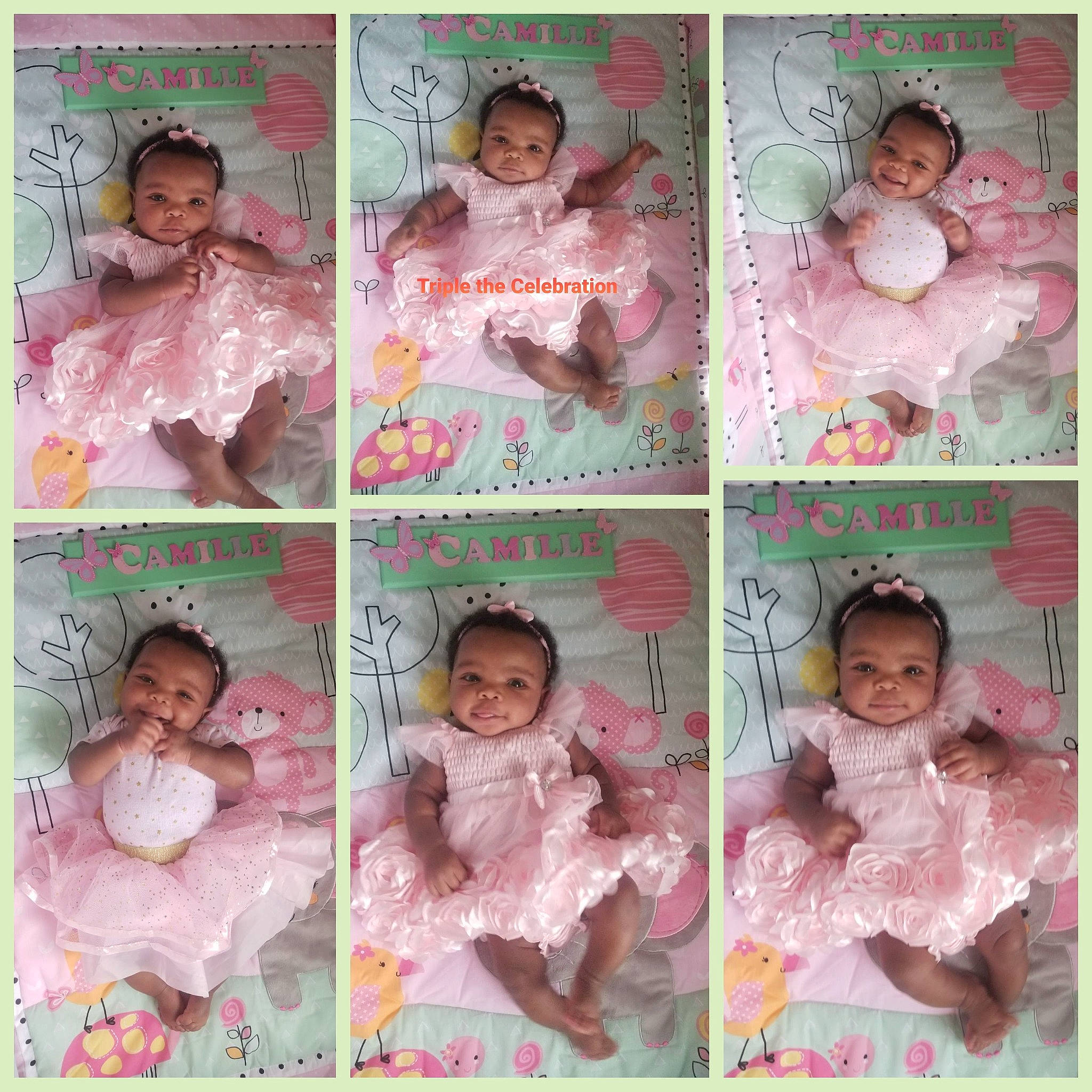 Camille is registered to the contest to win money with this photo: art, baby, baby_toddler_clothing, child, collage, creative_arts, eye, face, facial_expression, head, joy, organ, pattern, person, photograph, pink, product, sleeve, snapshot, textile