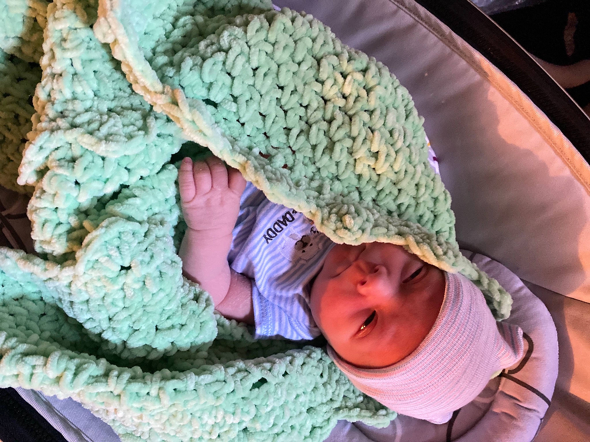 Alonzo Marcellus is registered to the contest to win money with this photo: baby, baby_products, baby_toddler_clothing, cap, child, comfort, crochet, headgear, headwear, knit_cap, knitting, leaf, linens, outerwear, pattern, person, photograph, terrestrial_plant, thread, toddler