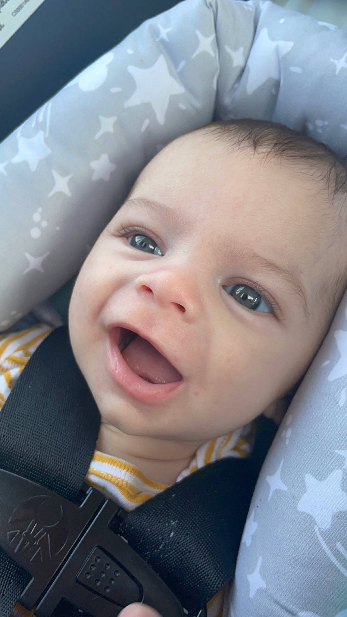 Jackson is registered to the contest to win money with this photo: baby, cheek, cool, eye, eyebrow, eyelash, face, fun, happy, hat, headgear, iris, lip, mouth, nose, outerwear, person, skin, smile, toddler