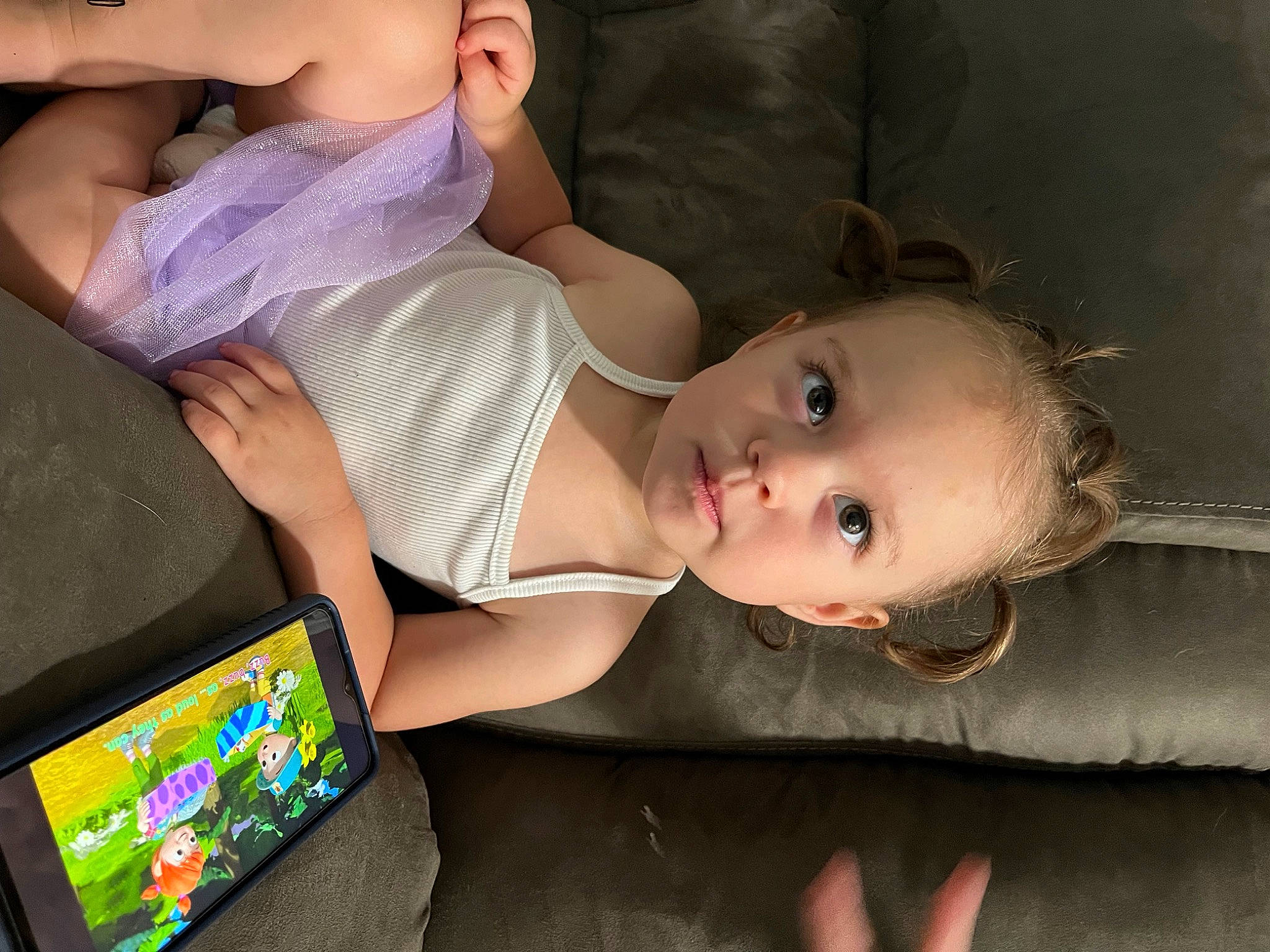 Angelique joined the competition — help win amazing prizes! arm, baby, baby_toddler_clothing, child, communication_device, display_device, dress, flash_photography, fun, gadget, hand, happy, human_body, iris, lap, person, sitting, skin, tablet_computer, thigh