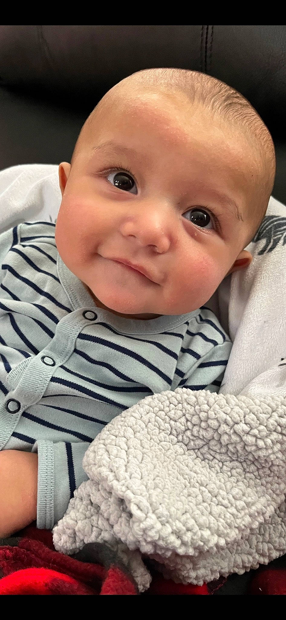 Roman is registered to the contest to win money with this photo: baby, baby_toddler_clothing, cheek, child, collar, comfort, eyebrow, eyelash, grey, happy, iris, joy, lip, mouth, nose, pattern, person, skin, sleeve, smile