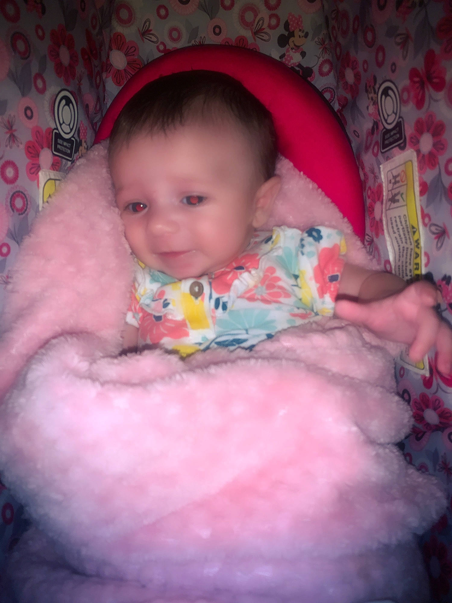 Adriana is registered to the contest to win money with this photo: baby, baby_products, cheek, child, eye, head, iris, lip, mouth, person, pink, play, product, skin, textile, toddler