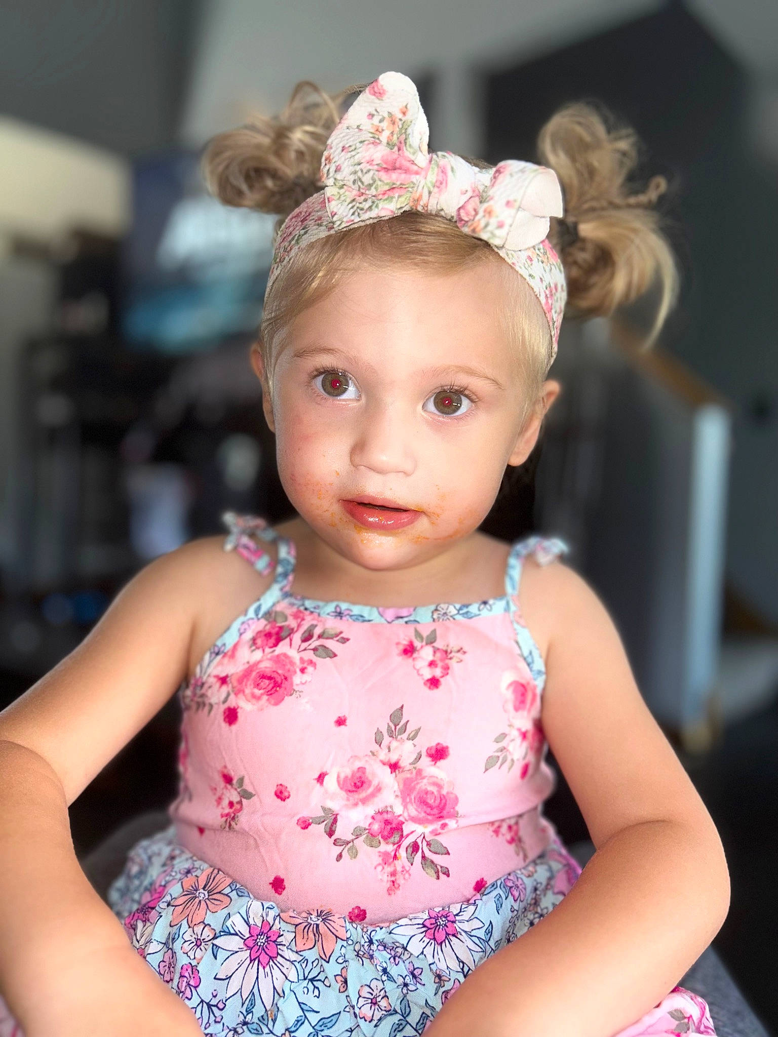 Alaia is registered to the contest to win money with this photo: baby_toddler_clothing, chin, day_dress, dress, embellishment, eyebrow, eyelash, fashion_design, happy, headband, headpiece, iris, jewellery, neck, necklace, person, pink, shoulder, skin, sleeve