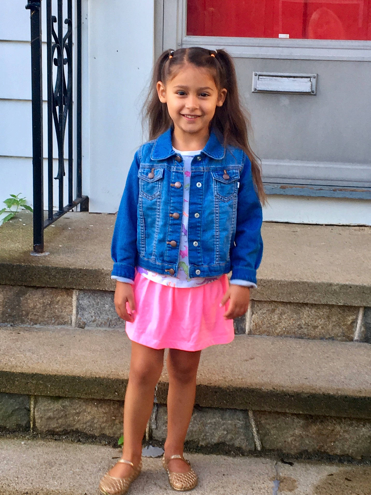 Bridget joined the competition — help win amazing prizes! blue, child, child_model, clothing, denim, electric_blue, fashion, footwear, jacket, jeans, joy, outerwear, pattern, person, pink, shoe, shorts, snapshot, street_fashion, summer