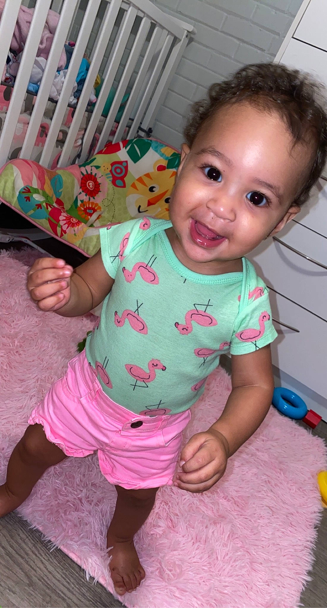 Amina joined the competition — help win amazing prizes! baby, baby_toddler_clothing, cheek, child, person, pink, play, skin, smile, toddler