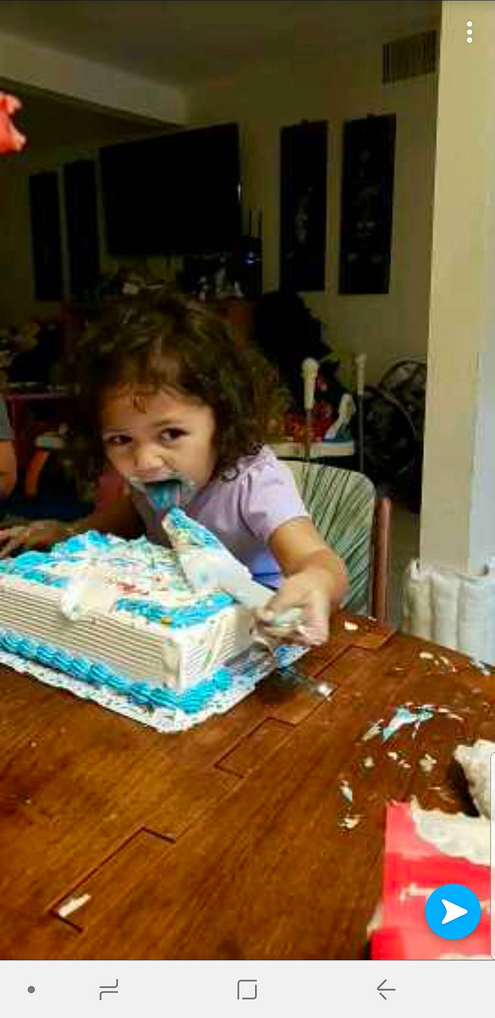Araceli joined the competition — help win amazing prizes! baby, birthday, child, eating, floor, flooring, person, play, textile, toddler