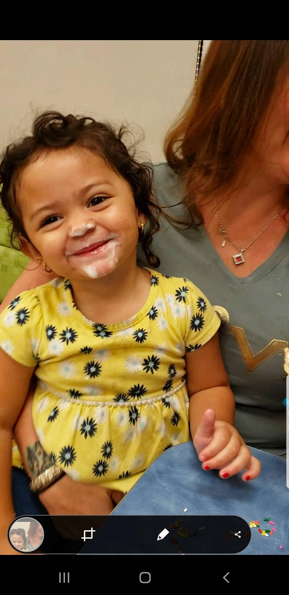 Araceli joined the competition — help win amazing prizes! abdomen, arm, baby, cheek, child, joy, neck, person, play, sleeve, smile, toddler, yellow