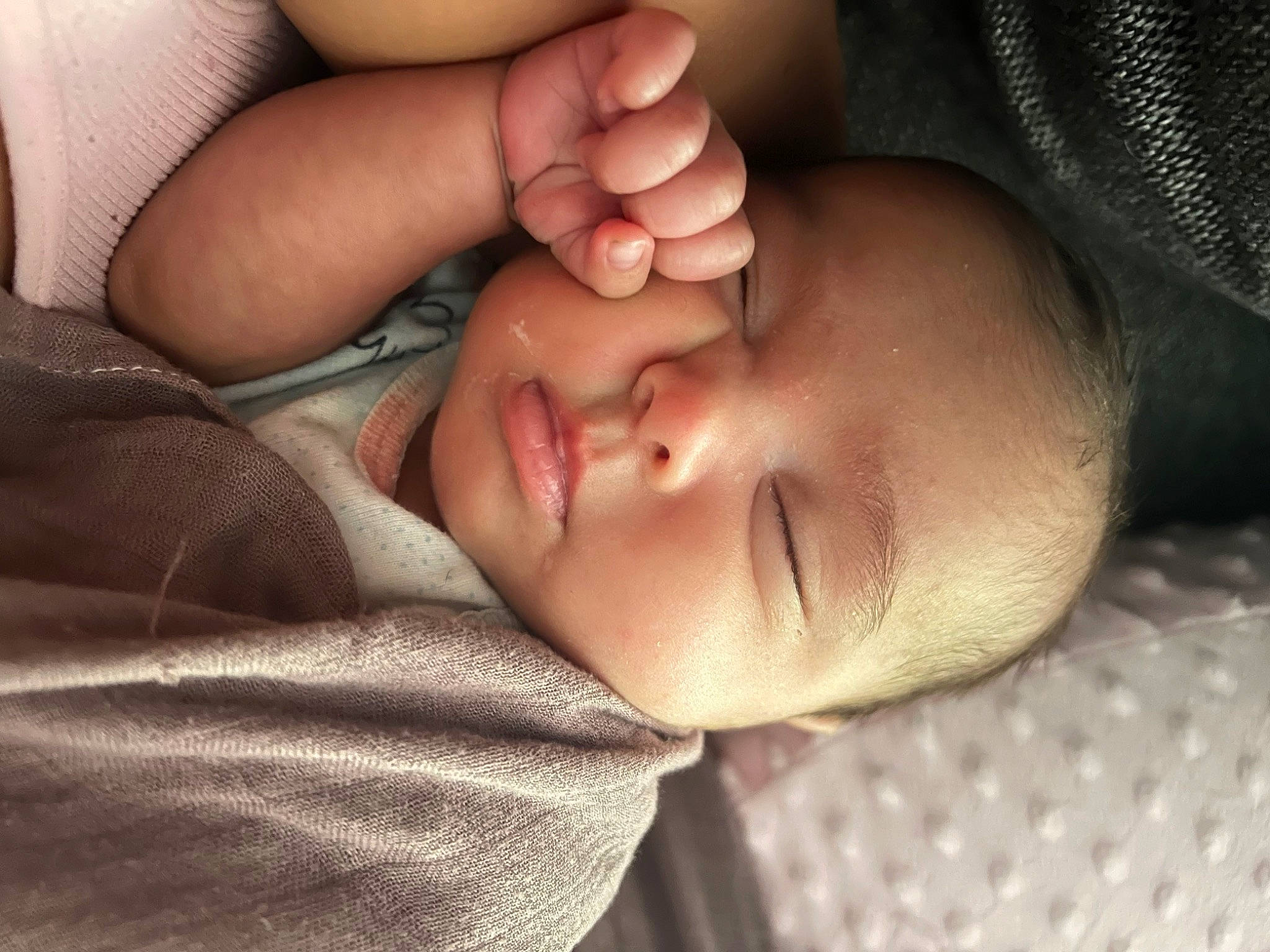 Celina joined the competition — help win amazing prizes! baby, baby_sleeping, cheek, child, comfort, eyebrow, eyelash, finger, gesture, hand, happy, lip, mouth, nail, nose, person, skin, sleeve, smile, thumb