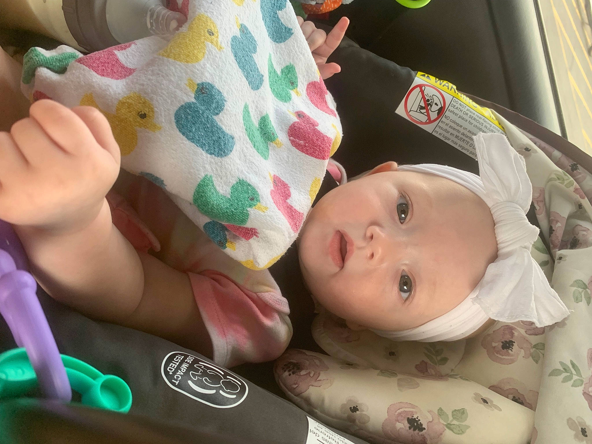 Bailey joined the competition — help win amazing prizes! baby, baby_safety, baby_toddler_clothing, cheek, child, comfort, finger, gesture, hand, happy, headwear, iris, linens, lip, mouth, nose, person, product, skin, textile