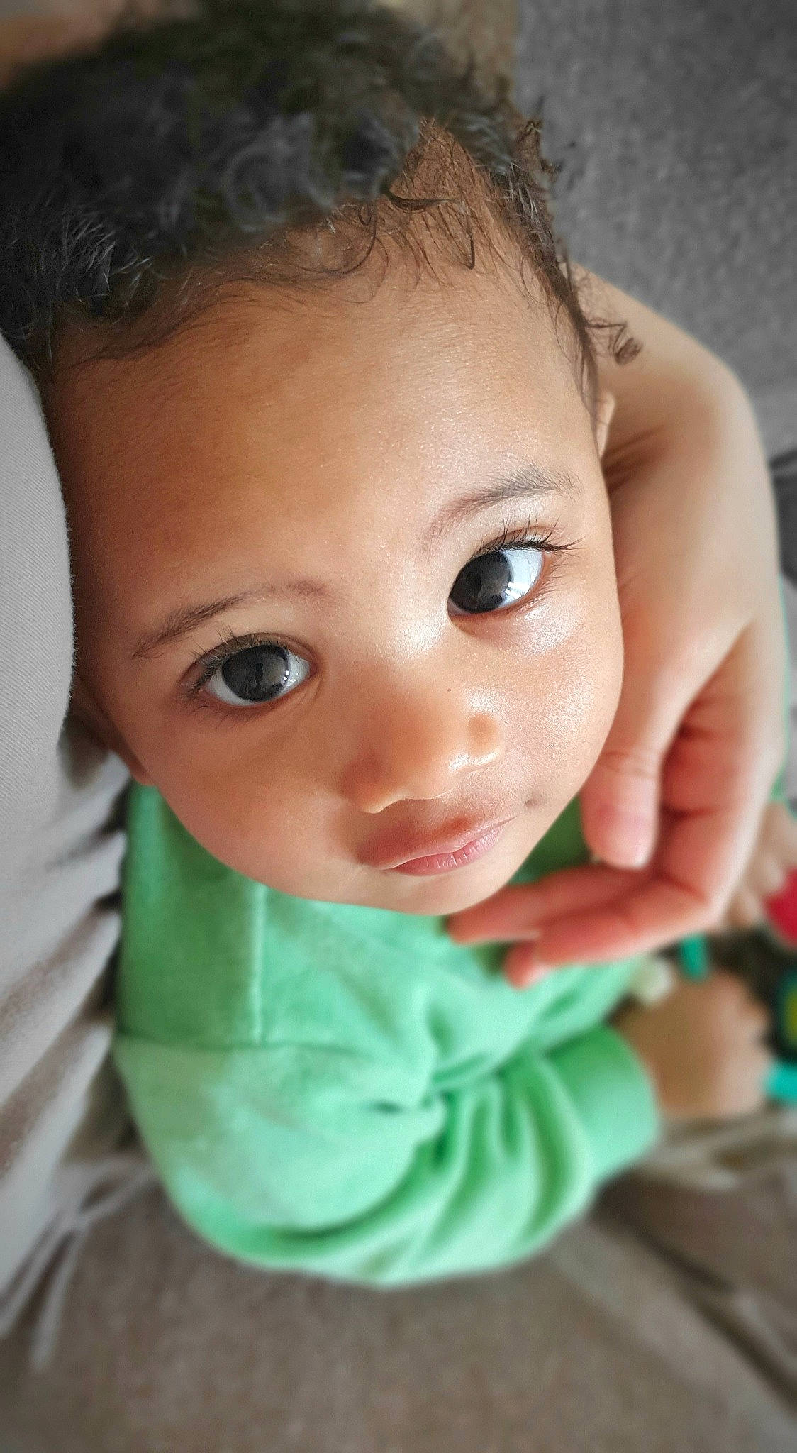 Marley participe au concours pour gagner de l'argent avec cette photo : baby, baby_toddler_clothing, cheek, child, chin, close_up, ear, eye, eyebrow, eyelash, forehead, gesture, human_body, iris, lip, mouth, nose, person, skin, toddler