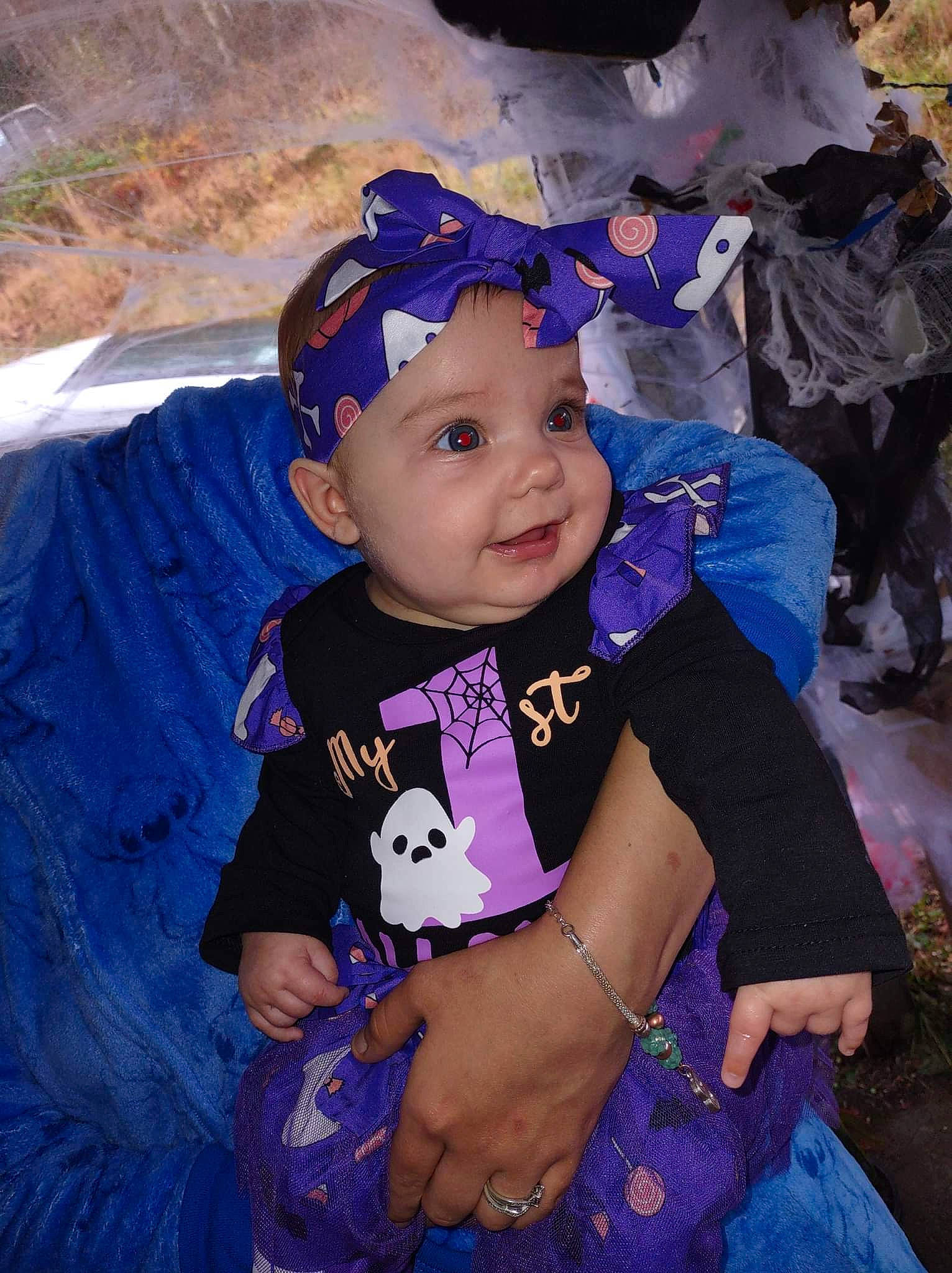 Addalynn is registered to the contest to win money with this photo: baby, baby_toddler_clothing, blue, child, costume, electric_blue, event, fashion_accessory, fun, happy, hat, headwear, leisure, magenta, person, personal_protective_equipment, pink, purple, recreation, smile