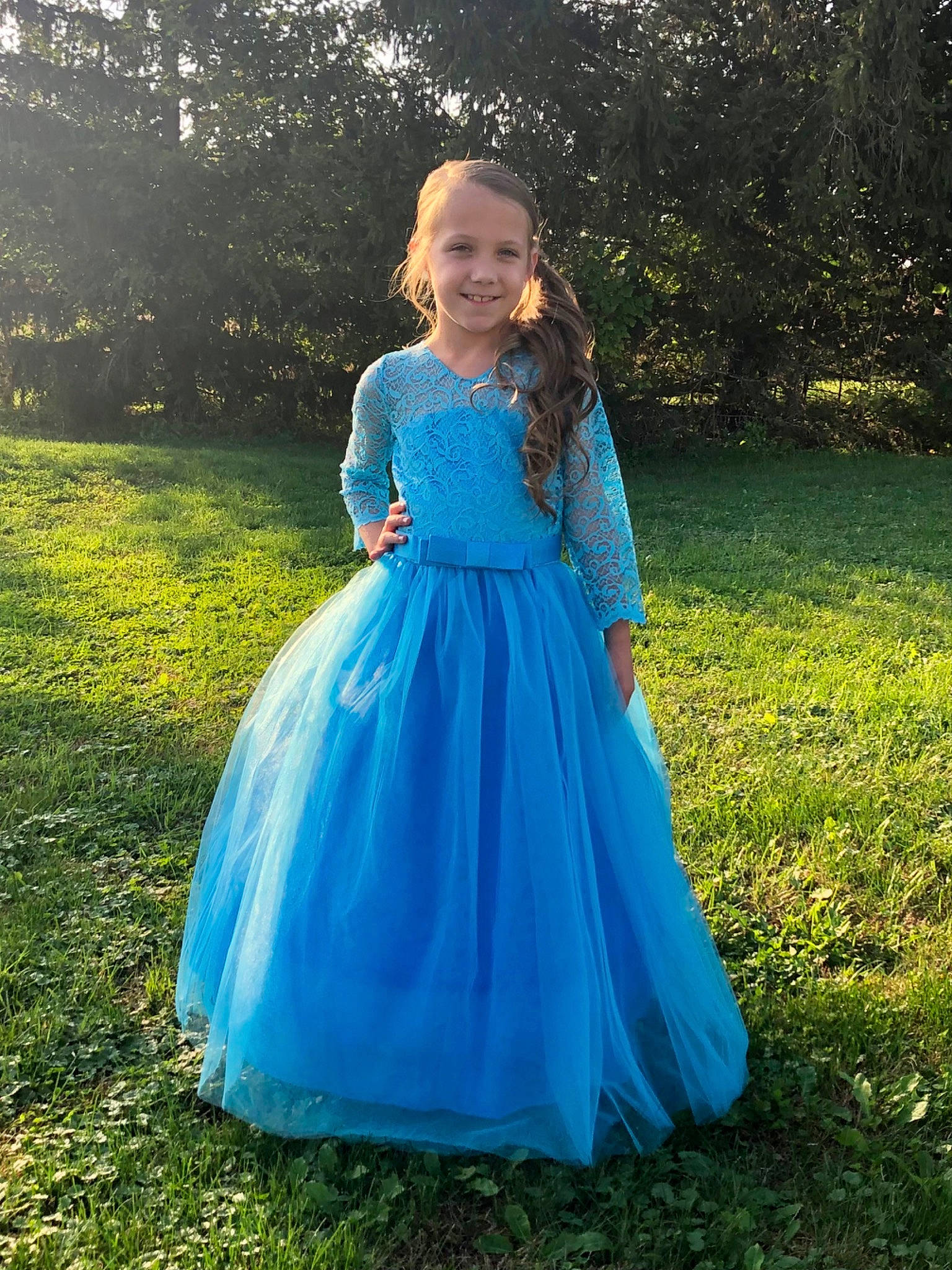 Alayna joined the competition — help win amazing prizes! arm, bridal_party_dress, day_dress, dress, face, flash_photography, formal_wear, gown, grass, grassland, hair, happy, joy, one_piece_garment, outerwear, people_in_nature, person, sleeve, smile, street_fashion