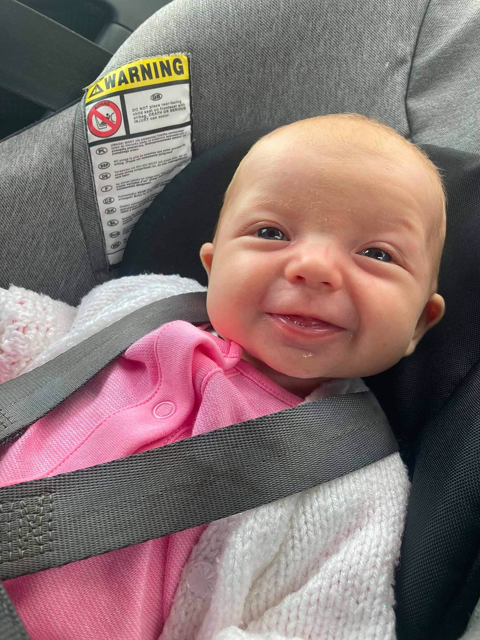 Quinn joined the competition — help win amazing prizes! auto_part, baby, baby_carriage, baby_in_car_seat, baby_products, baby_toddler_clothing, car_seat, cheek, comfort, face, facial_expression, happy, outerwear, person, product, seat_belt, skin, sleeve, smile, textile
