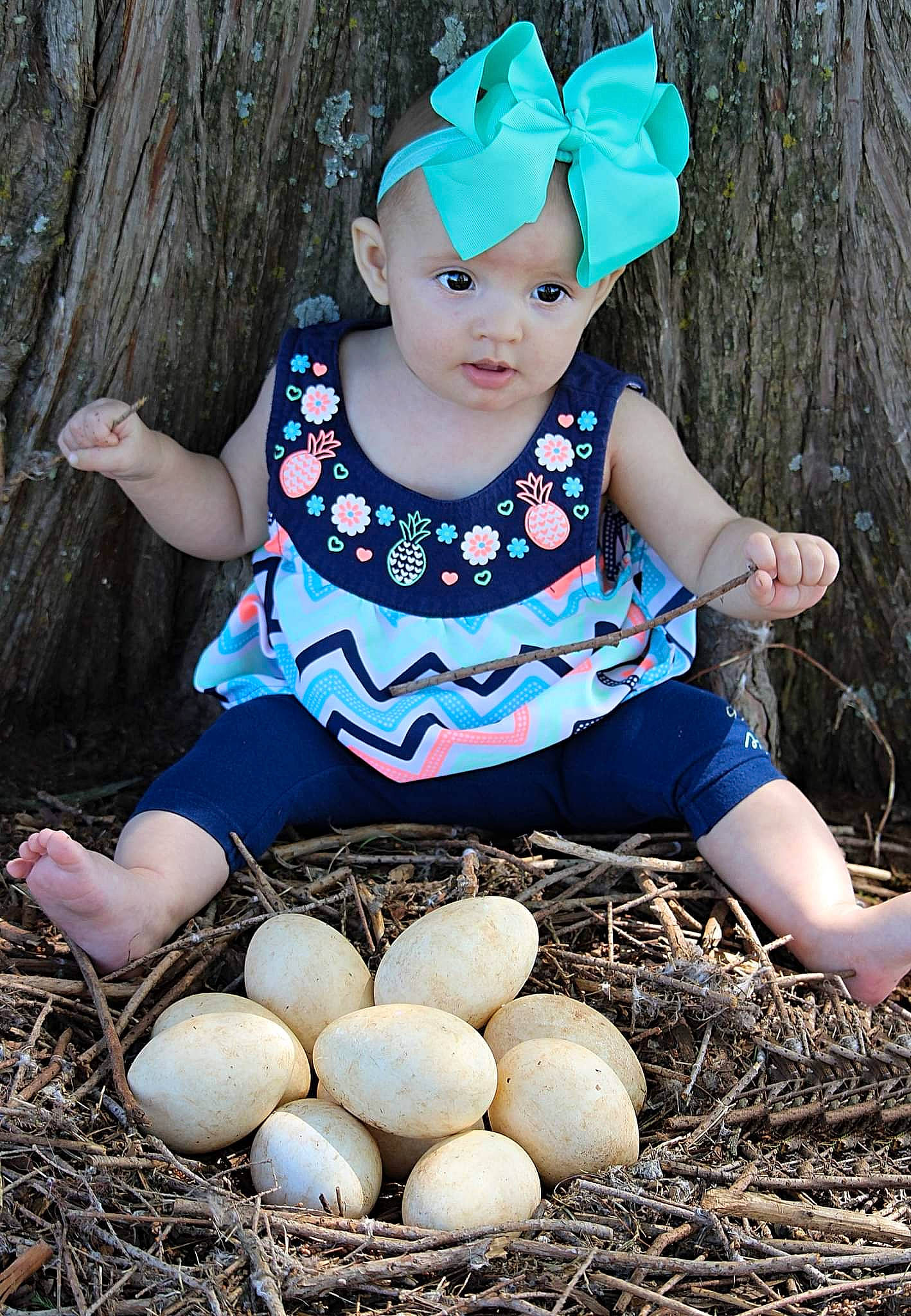 Olive joined the competition — help win amazing prizes! baby_toddler_clothing, ball, beauty, chair, child, easter, egg, electric_blue, fashion_accessory, fun, grass, headpiece, headwear, people_in_nature, person, sitting, soil, spring, toddler, white