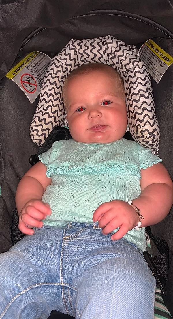 Meadow joined the competition — help win amazing prizes! baby, baby_toddler_clothing, cheek, child, comfort, cool, eye, finger, head, iris, lap, mouth, nose, organ, person, skin, smile, textile, thumb, toddler