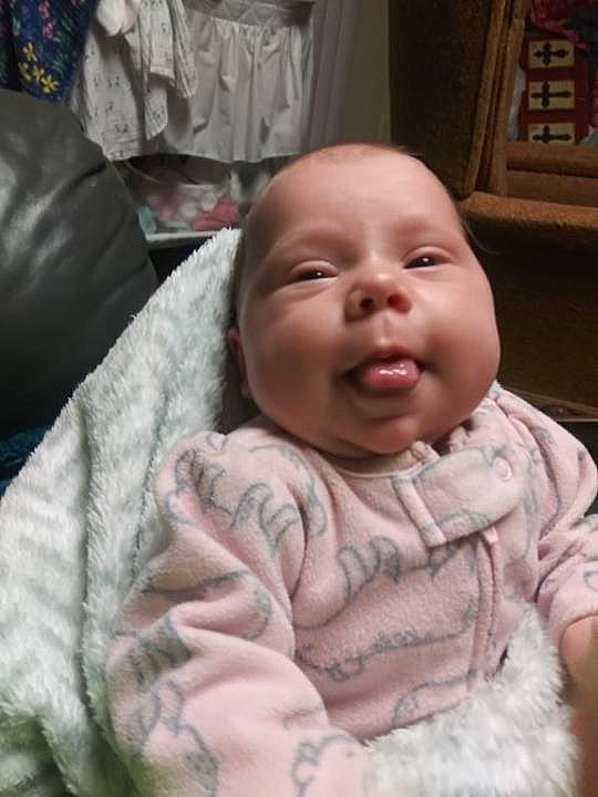 Willow Grace is registered to the contest to win money with this photo: baby, cheek, child, chin, face, facial_expression, forehead, head, laugh, mouth, nose, person, skin, sleep, smile, toddler