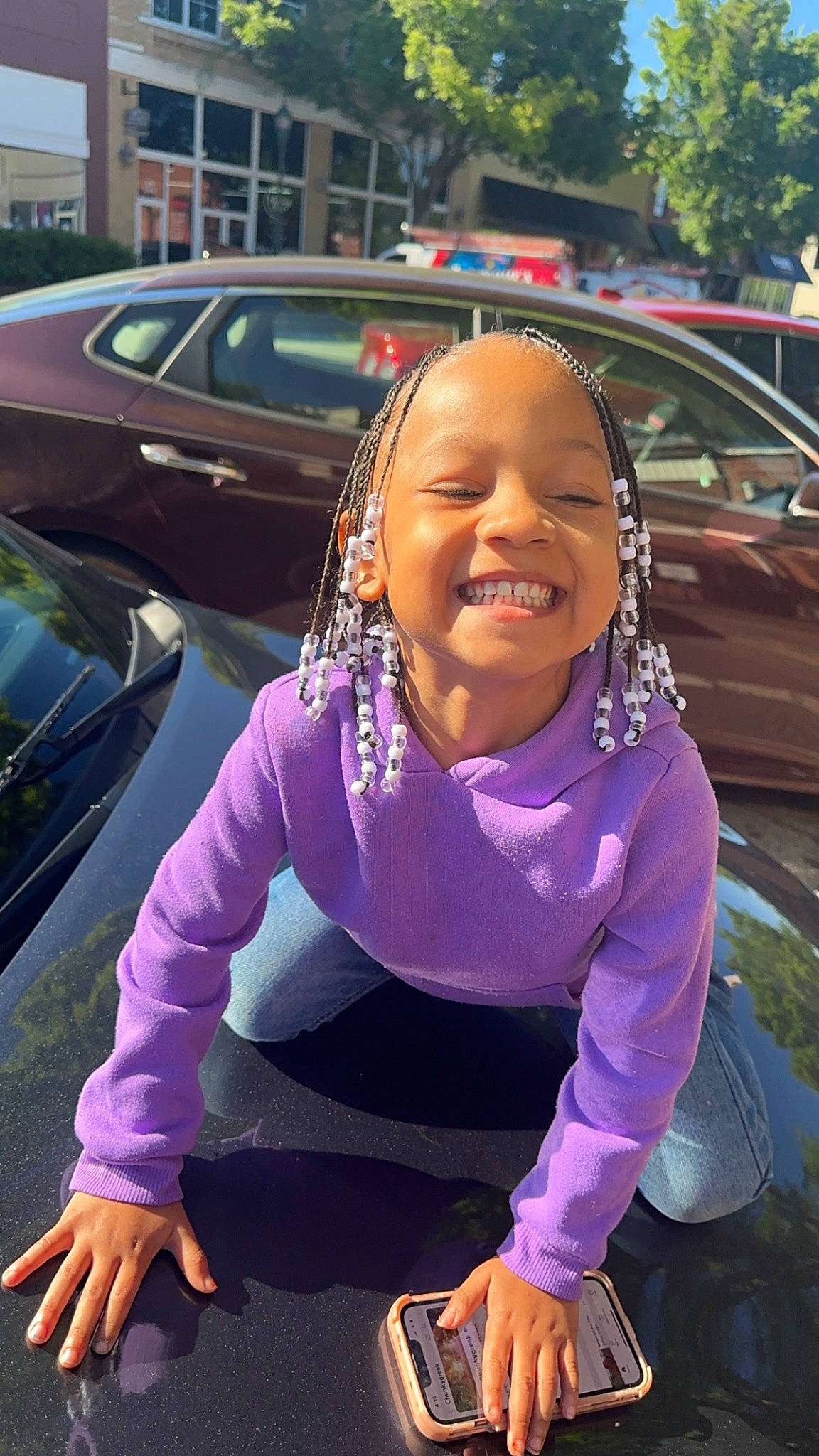 Haleigh is registered to the contest to win money with this photo: automotive_design, automotive_exterior, automotive_window_part, car, cool, fun, grass, happy, joy, land_vehicle, leisure, magenta, motor_vehicle, person, pink, recreation, smile, tree, vehicle, vehicle_door