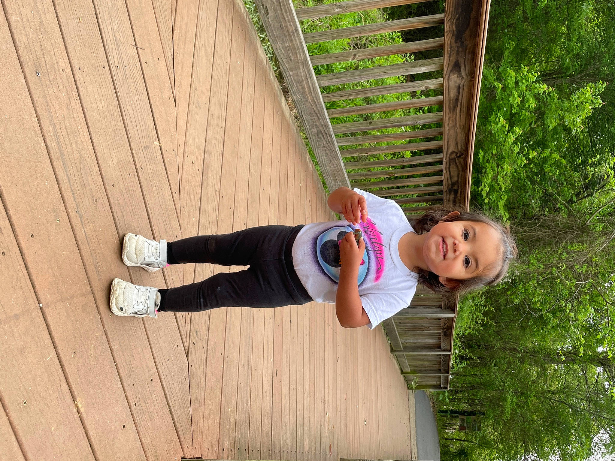 Everlyn joined the competition — help win amazing prizes! child, flooring, fun, grass, green, happy, hardwood, hat, house, joy, leisure, pattern, people_in_nature, person, plant, smile, t_shirt, toddler, tree, wood