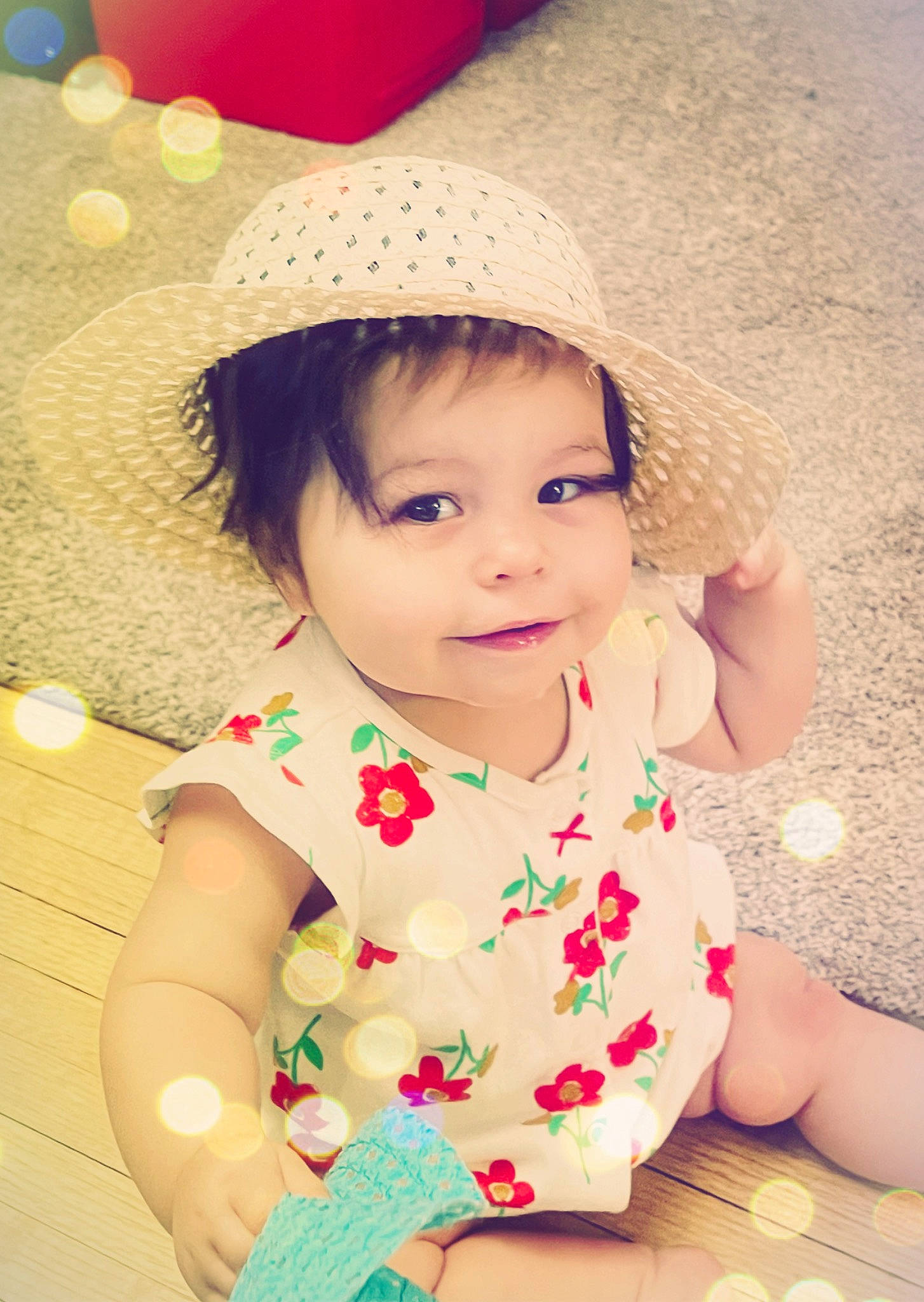 Teagan joined the competition — help win amazing prizes! baby, baby_toddler_clothing, beauty, cap, cheek, child, facial_expression, fashion_accessory, fun, grass, happy, headgear, joy, lip, nose, pattern, people_in_nature, person, pink, skin