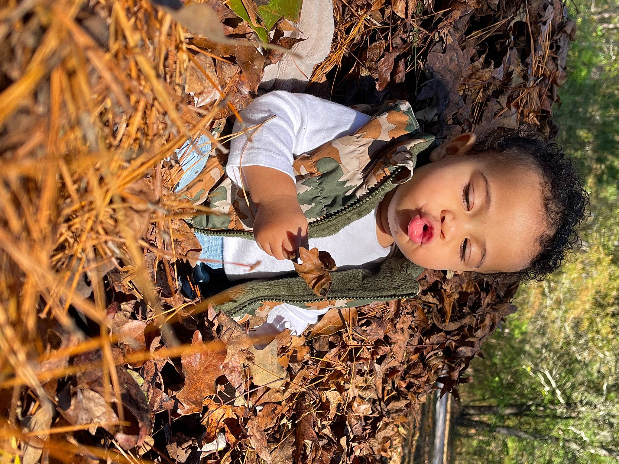 Landyn is registered to the contest to win money with this photo: autumn, branch, child, forest, fun, grass, happy, hat, pattern, people_in_nature, person, plant, portrait_photography, soil, toddler, tree, trunk, twig, wood, woodland