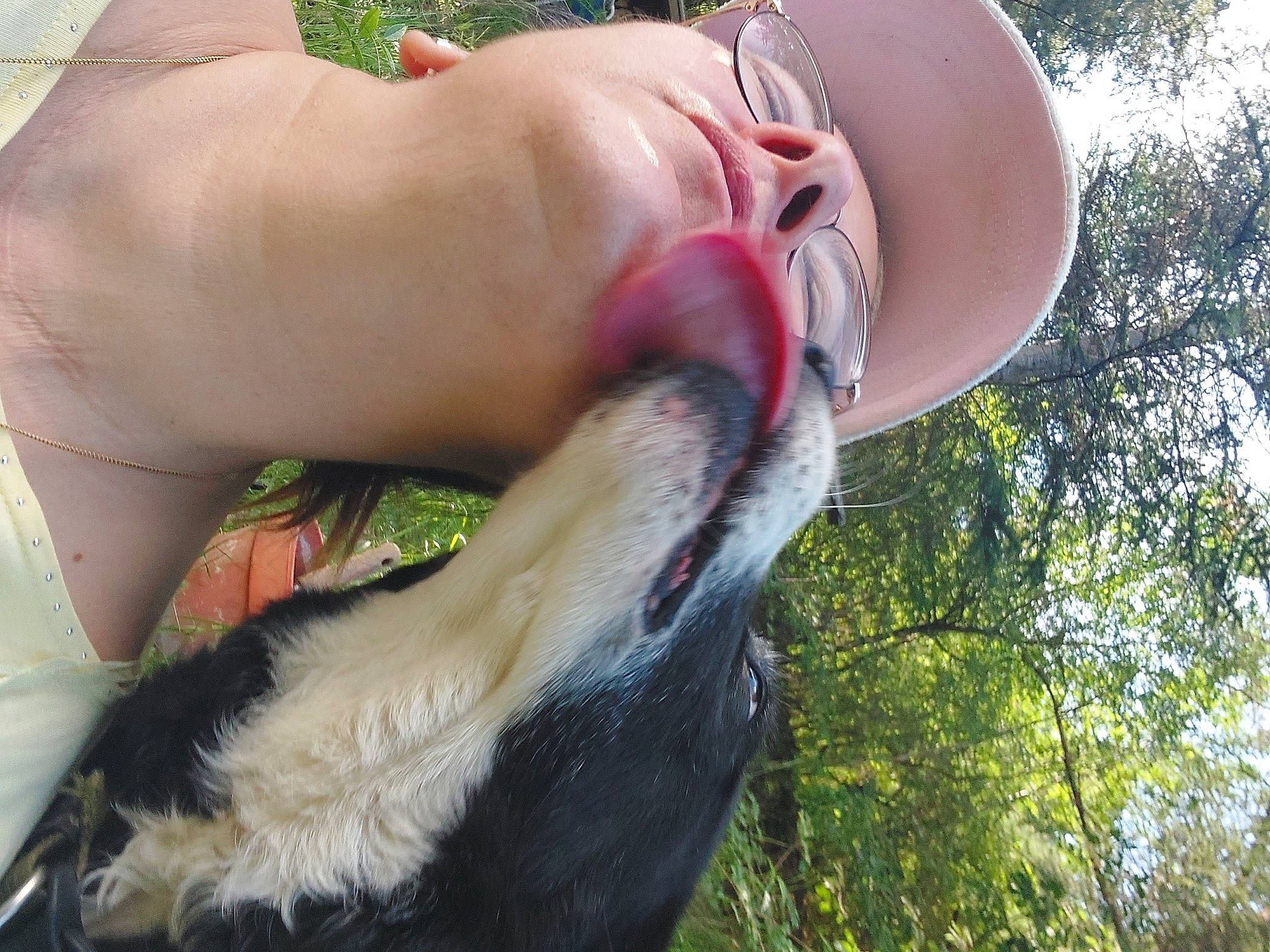Louna participe au concours pour gagner de l'argent avec cette photo : abdomen, chest, companion_dog, elbow, flesh, foot, fun, fur, grass, human_leg, jaw, leisure, plant, recreation, sky, snout, tail, thigh, tree, trunk